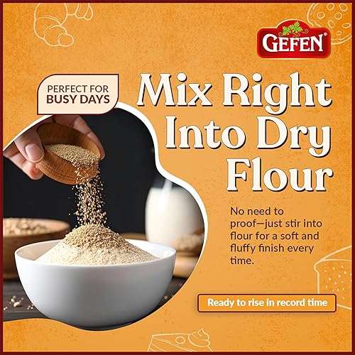 Vista 5 de Gefen Levadura seca natural instantánea, bolsa de 1 libra, ideal para panes y jalá, certificado Kosher