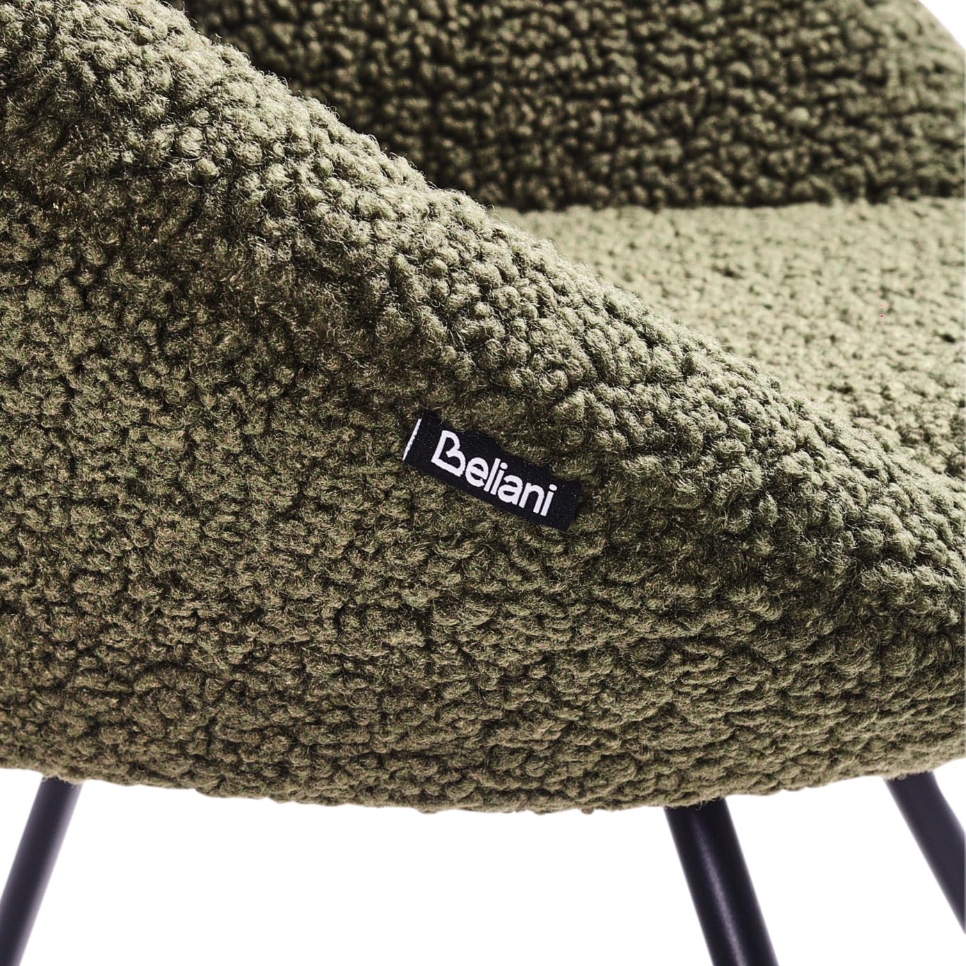 Beliani Sessel rund Bouclé grün mit schwarzem Metallgestell Kufen Glamourös Retro Rachel