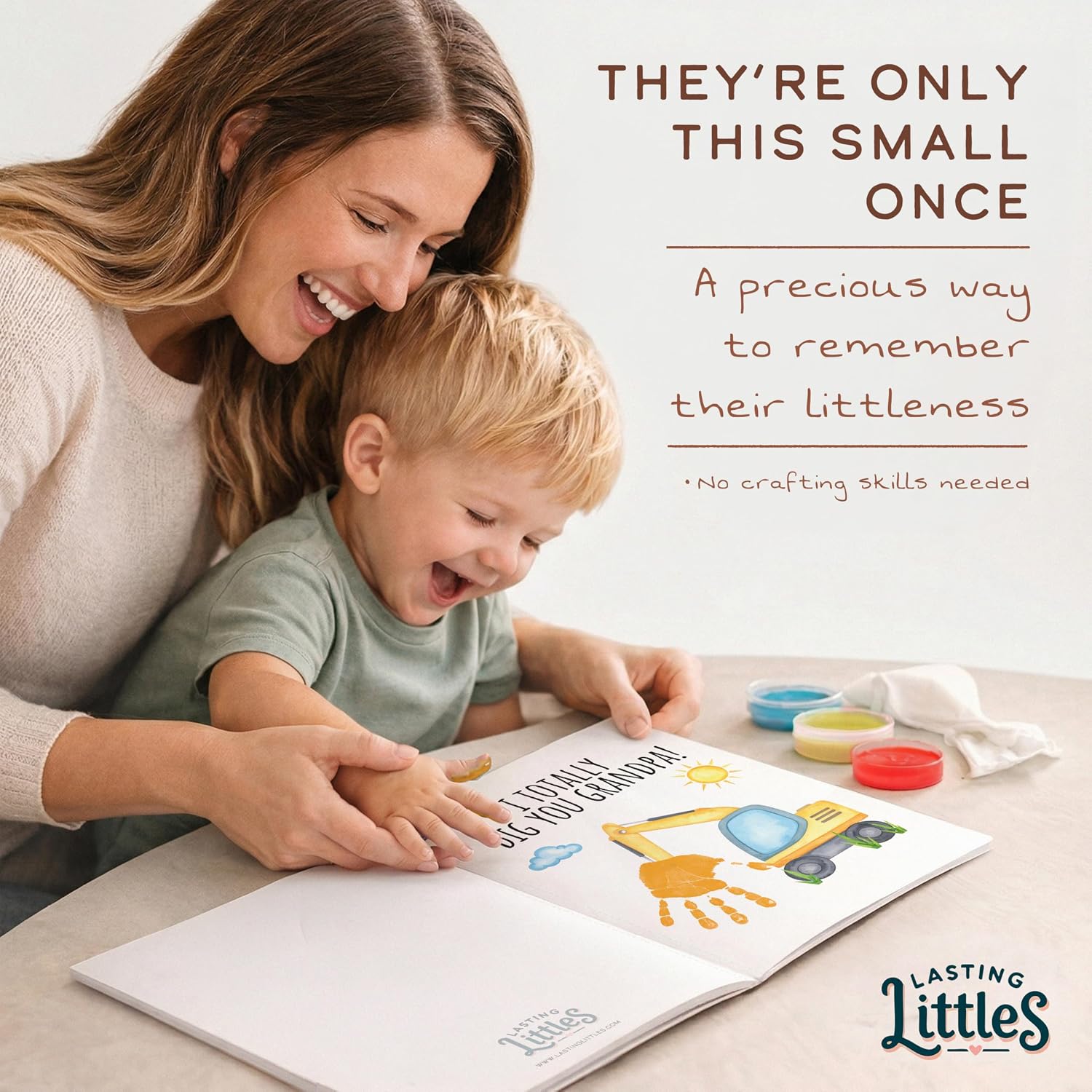 Lasting Littles Grandpa Edition | Baby Toddler Handprint & Footprint Keepsake Book, Grandparent Gift, Fathers Day, Baby Shower, New Parent, Preschool Craft *Paints Not Included*