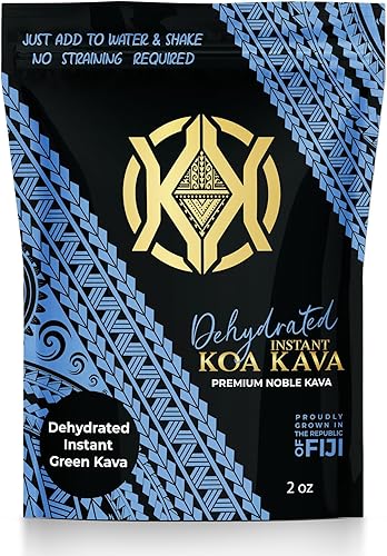 Koa Kava Kava instantánea deshidratada - Polvo de raíz de kava Fiji verde instantáneo 100% deshidratado, 2 onzas (1.98 oz)