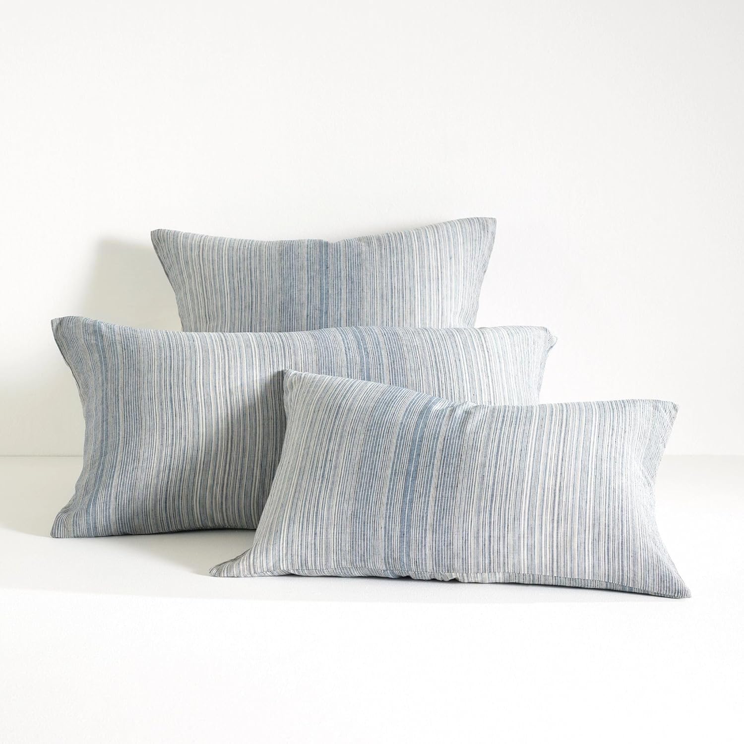 Pine Cone Hill Sterling Stripe Linen Blue Sham, Standard Size, Blue Stripe Pattern