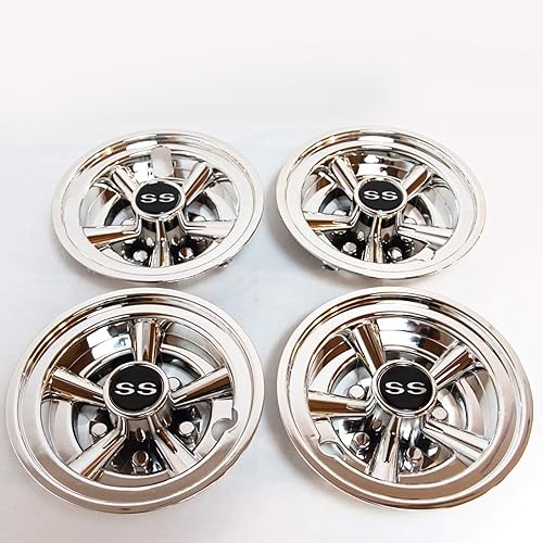 Miniatura 2 de 4 x 8 tapas de cubo de carrito de golf, cromadas, diseño universal compatible con EZGO, Club Car, Yamaha