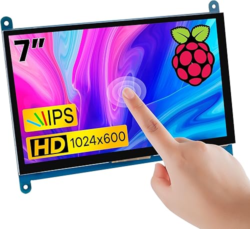 7 pulgadas IPS LCD pantalla táctil panel 1024 × 600 pantalla capacitiva HDMI monitor para frambuesa pi5pi4pi3cero W, BB negro, Windows 10 8 7