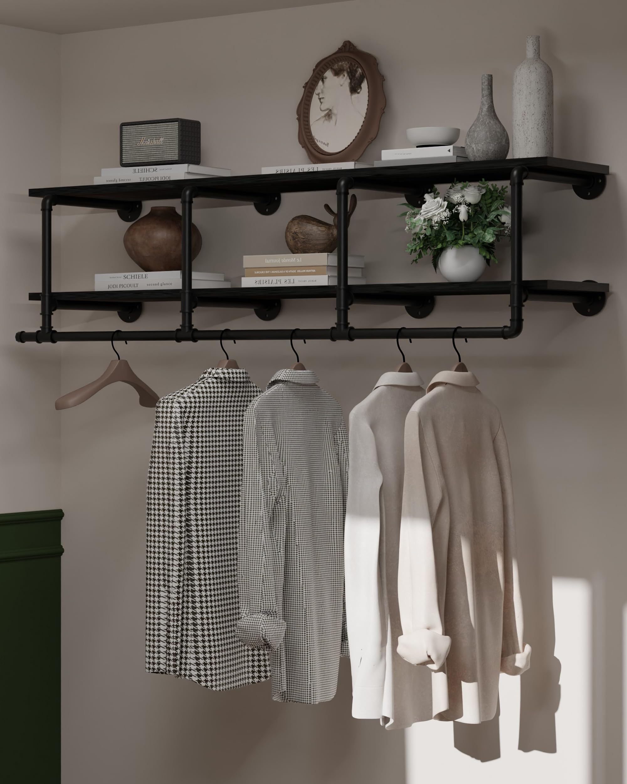 Amazon.com: TEDIDUWA Wall Mounted Clothes Rack 12 Inch Deep, 60