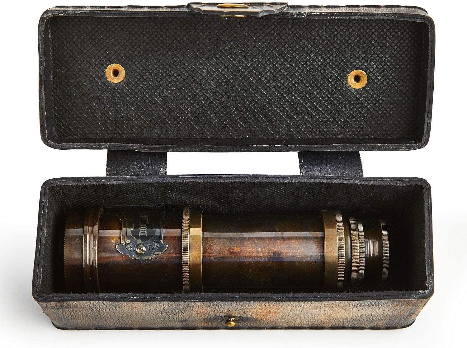 Brown Brass Handcrafted Telescope Antique Tripod Spyglass Solid Gifting Wooden Double Barrel Telescope