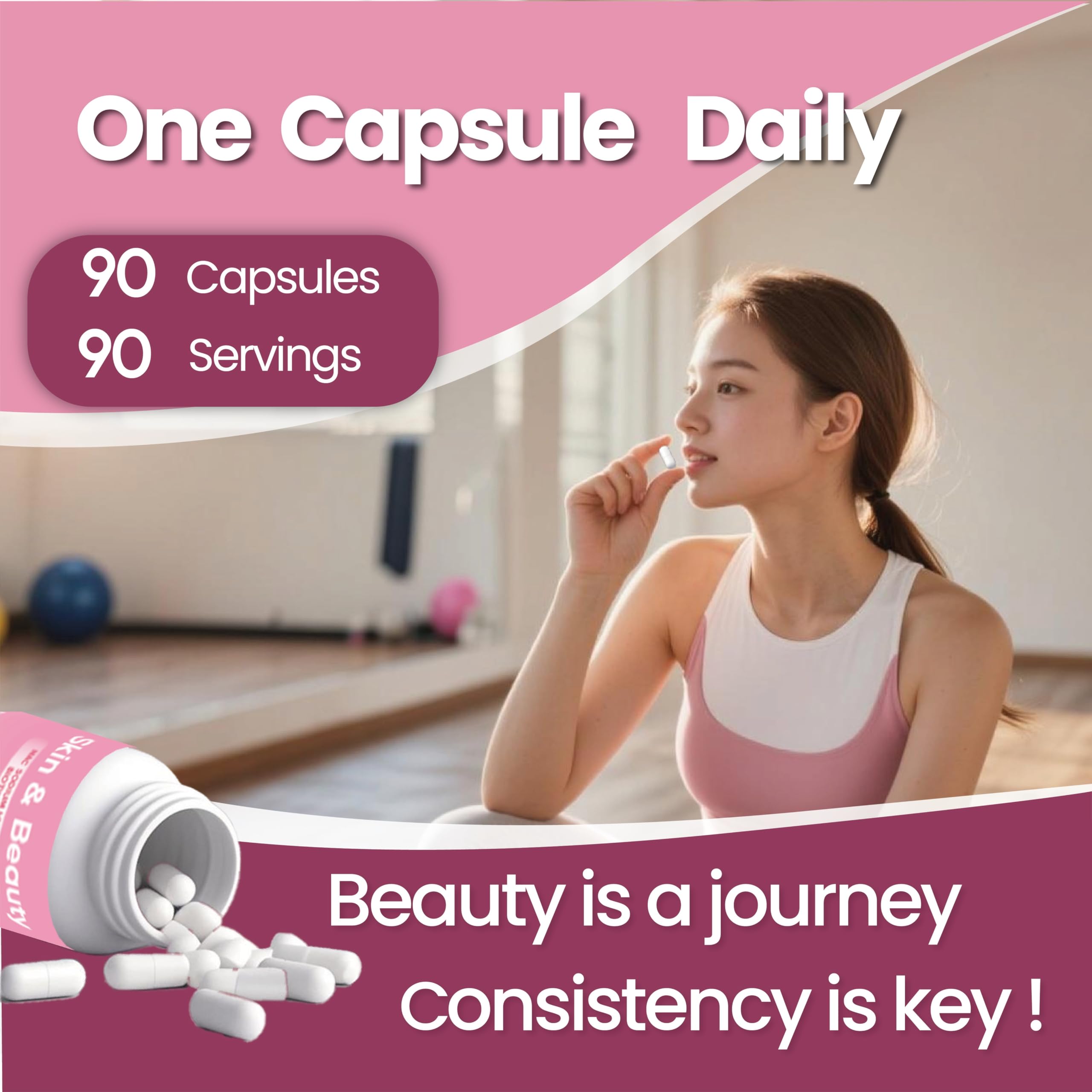 Women's Skin & Beauty Complex | Skin Brightening, Hair, Skin & Nails Health, Cellular Health, Antioxidant Support | Vegan, Non-GMO, Made in USA, 90 Servings