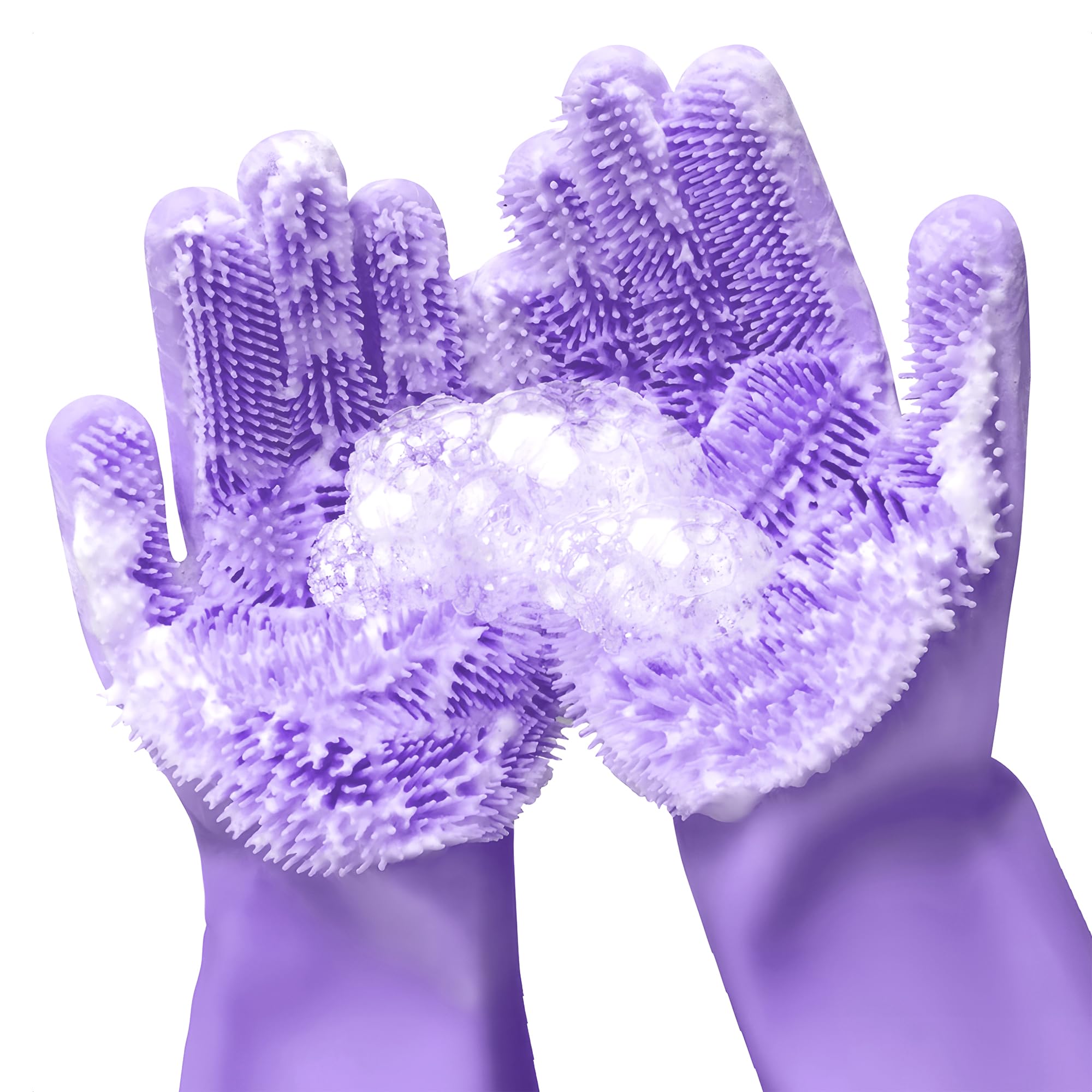 ALPENKOK Magic Dishwashing Gloves, Reusable Silicone Dish Gloves With Sponge Scrubbers For Kitchen, Bathroom Cleaning, Pet Hair Care, Car Washing, 1 Pair, , Pack of 2, Purple (B082CYJP6Z) Amazon Price History, Amazon Price Tracker