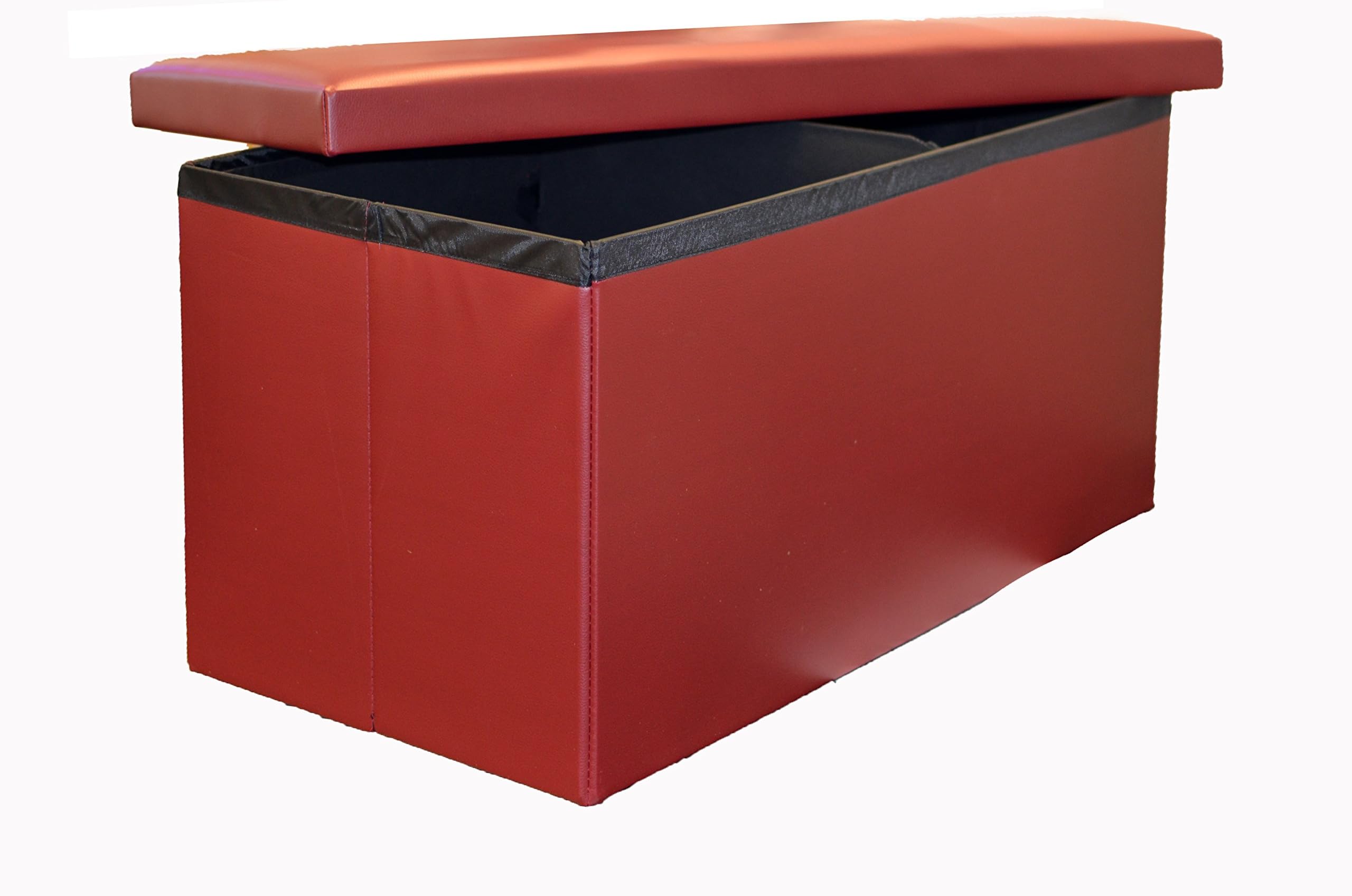 HISP Double Red Faux Leather Rectangle Ottoman Storage Box & Folding Stool in one (76cm)