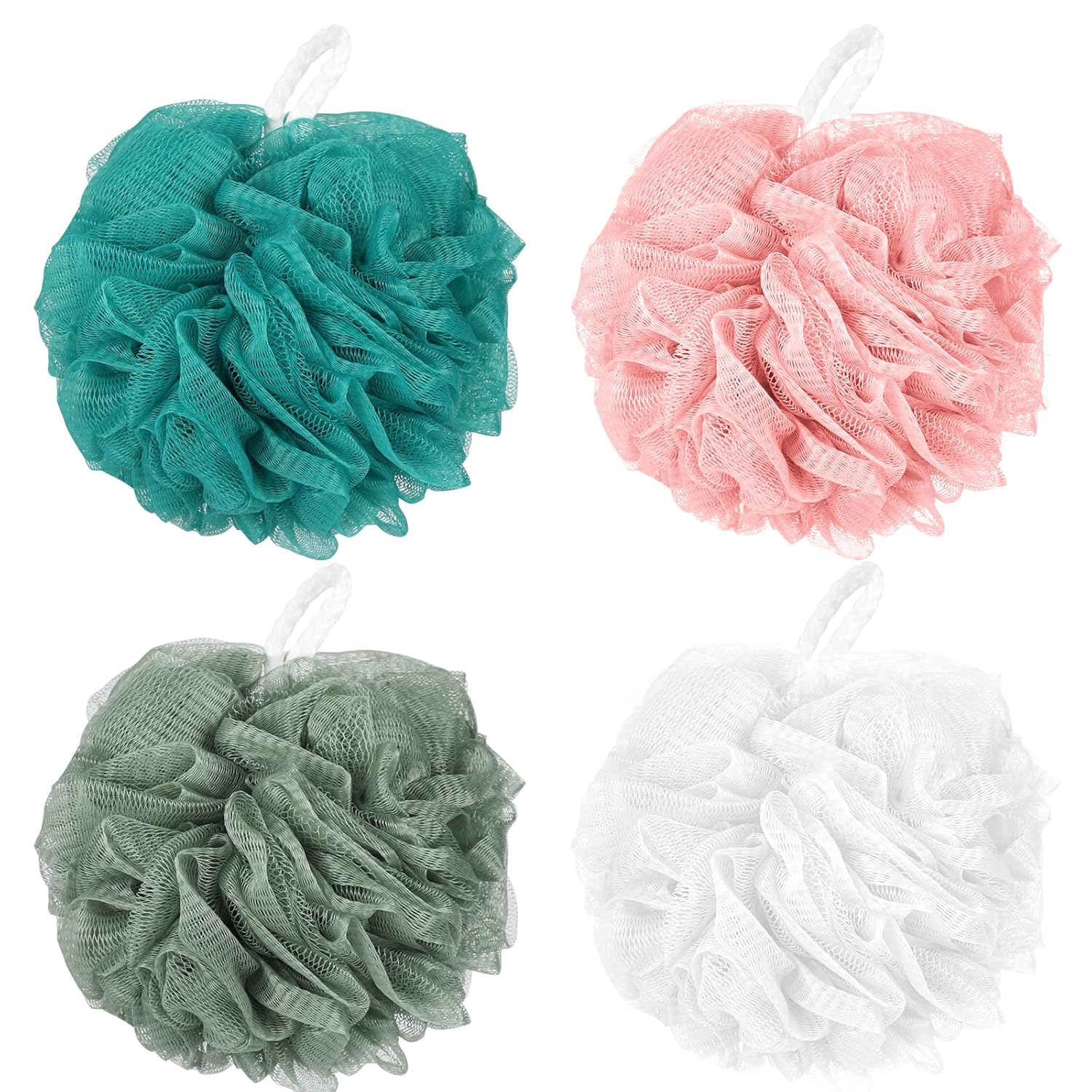 XTF2015 Bath Sponge Shower Loofahs, Soft Net Body Scrubber Sponge Ball, Durable Mesh Pouf Bath Loofah Sponge Body Wash Puff, Pack of 4 (4 Packs, 4) : Beauty & Personal Care