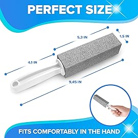 DISIWENE Pumice Cleaning Stone with Handle Toilet Bowl Cleaner Hard Water Ring Remover for Bath/Pool/Kitchen/Household Cleaning (4, 4 Pack with Handle)