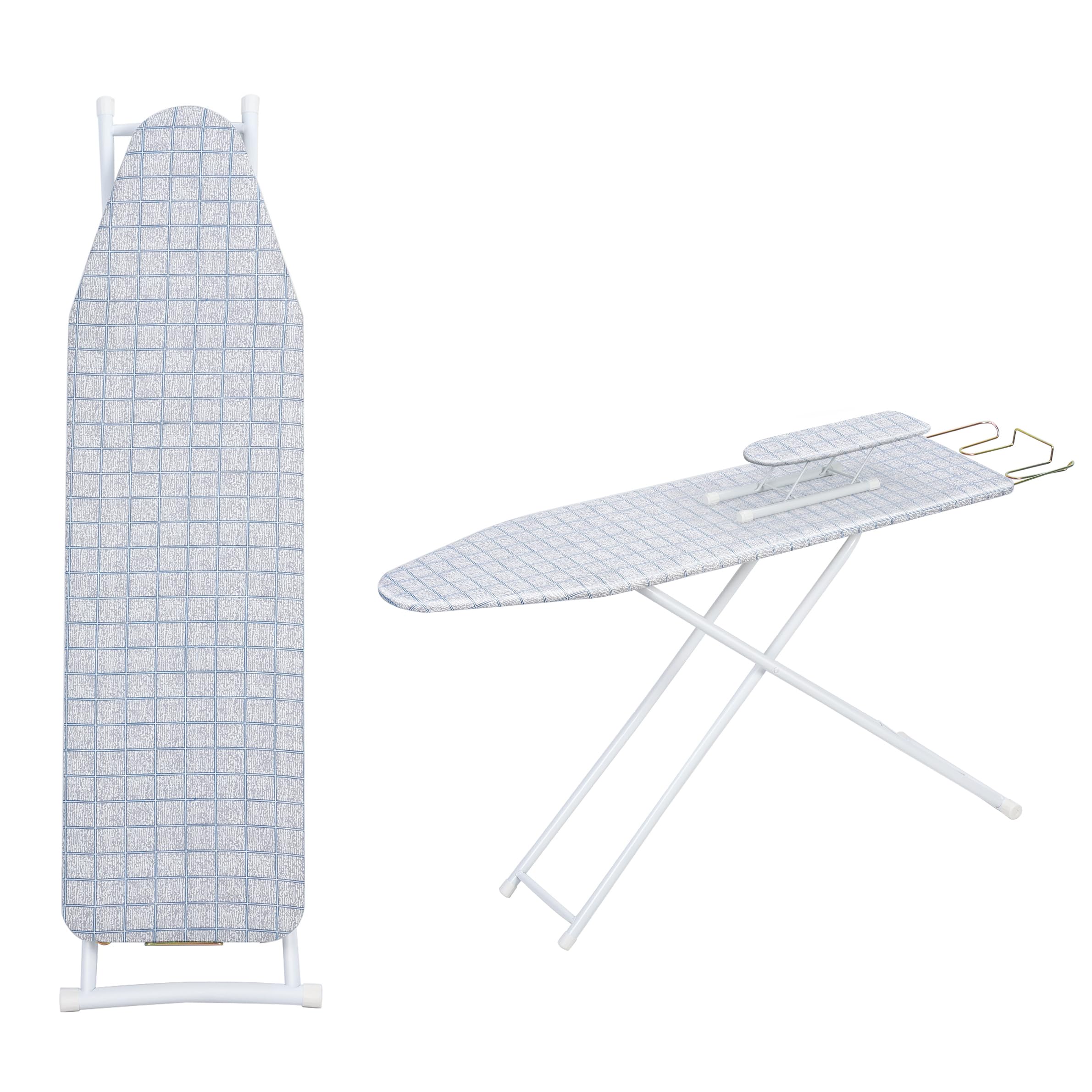 Ironing Board, 107 x 30cm Ironing Boards 4 Adjustable Height with Iron Rest TopIron Board Extra Wide Lightweight & Foldable For Compact Storage, Non-slip Feet, Blue