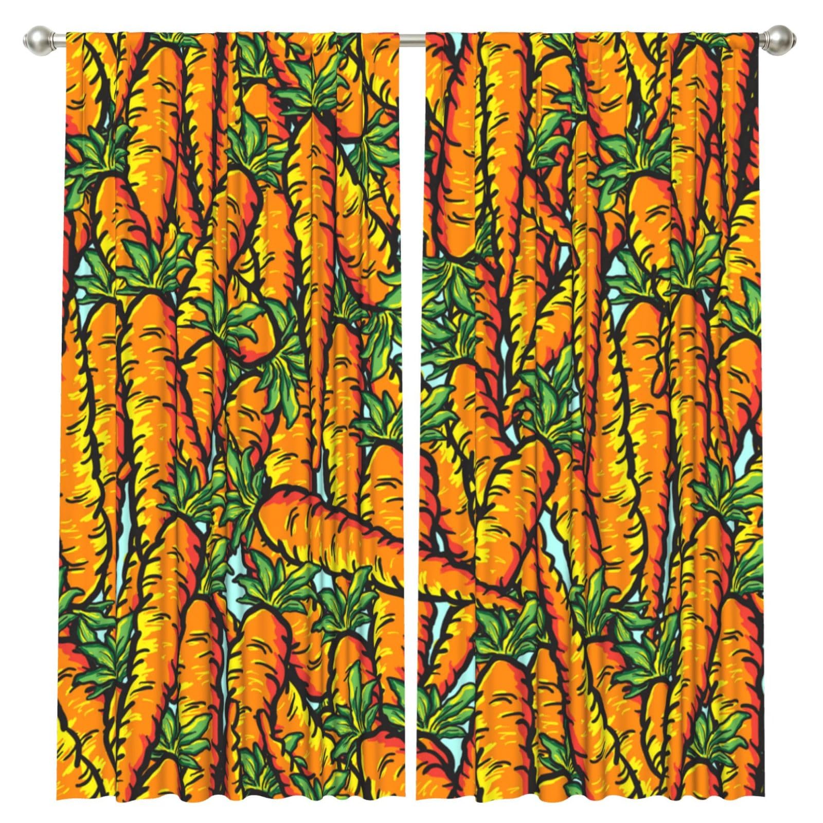InOmak Carrots, 2 Panels Window Curtains 52 x 84 Inch Blackout Curtains for Living Room Bedroom