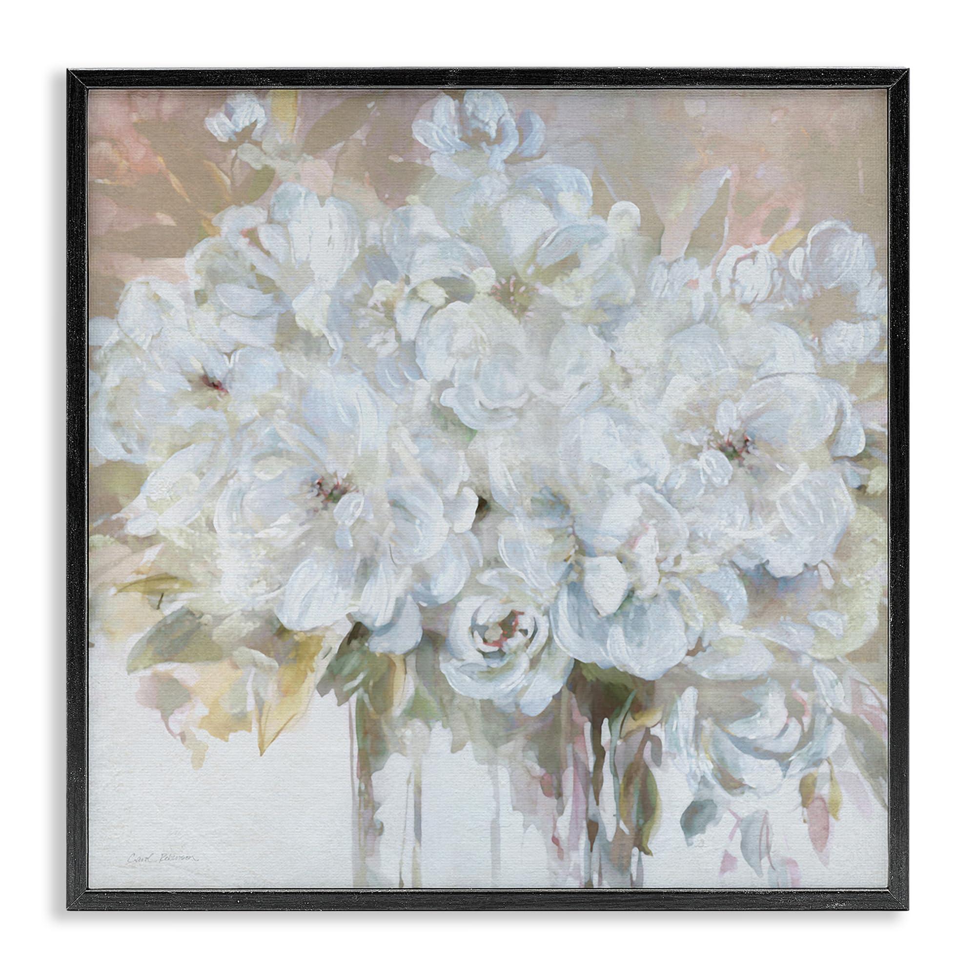 Soft White Bouquet Serenity Floral, 17 x 17 Inch Framed Giclée Print