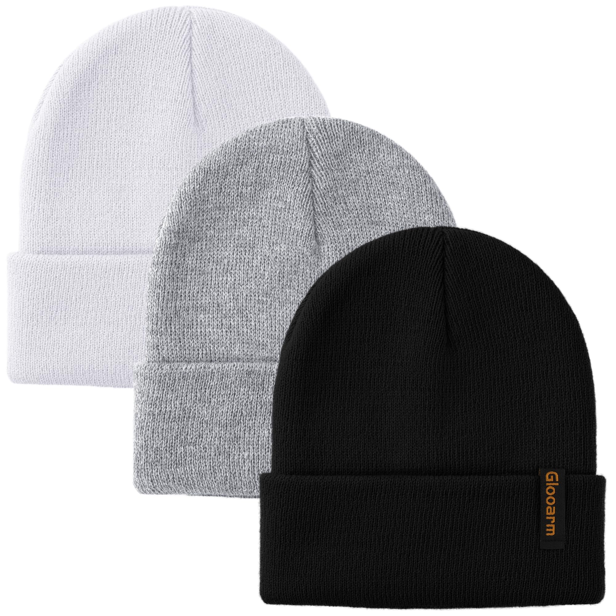 Glooarm 3 Pack Toddler Beanies Kids Winter Ribbed Warm Hats