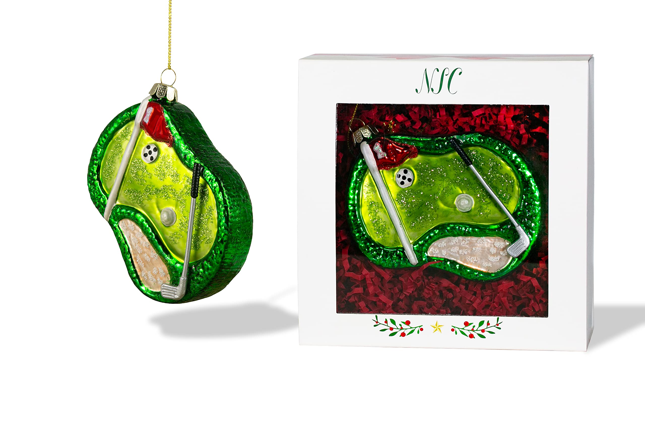 Décoration en verre vert golf le cadeau parfait pour golfeur