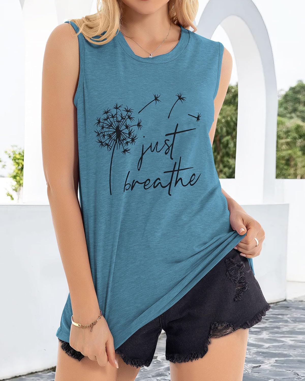 JOELLYUS Womens Tank Tops Summer Casual Crew Neck Sleeveless Top Loose Fit Basic Tunic Shirts - Image 2