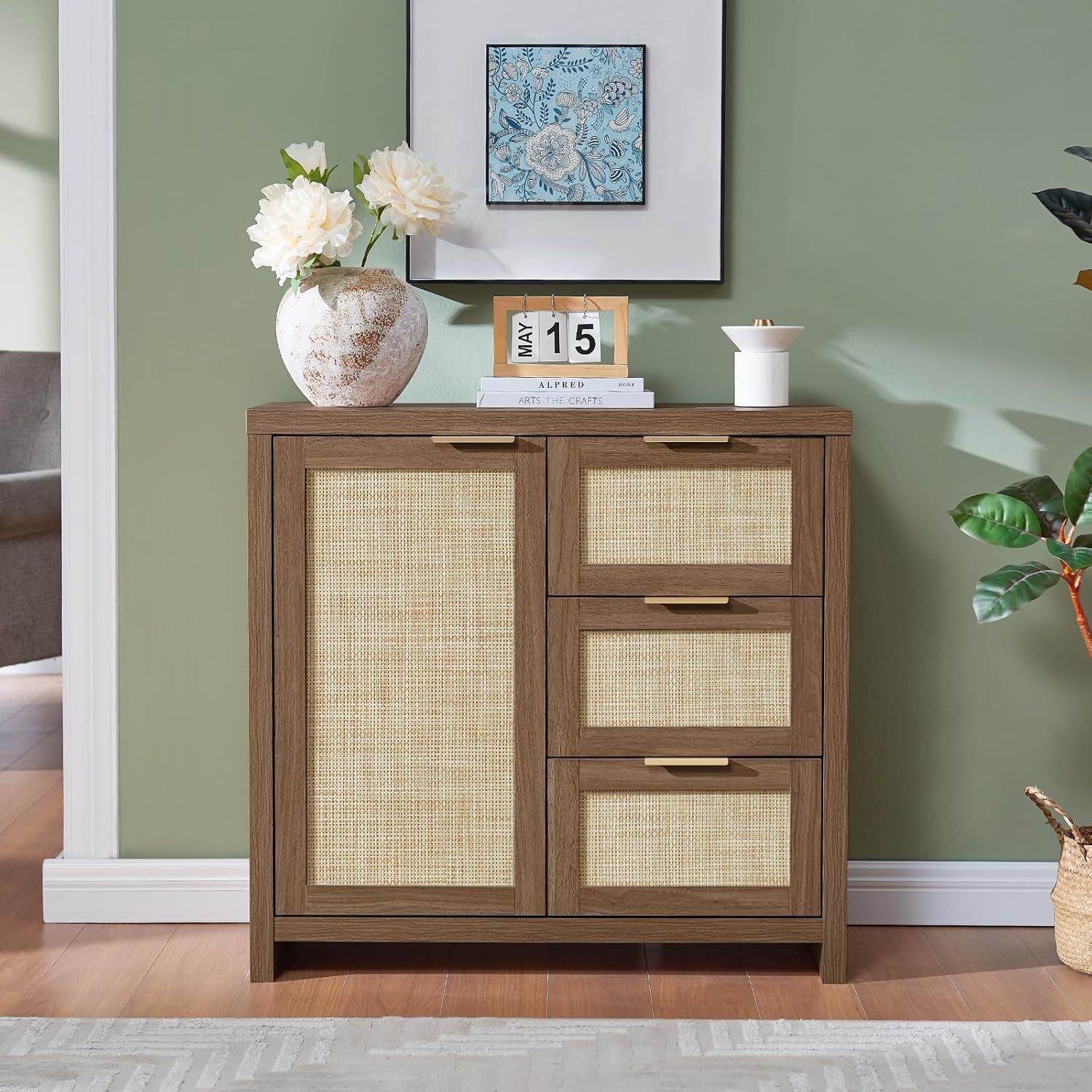 Hpstead Stora Sideboard Cabinet with Rattan Doors and Adjustable