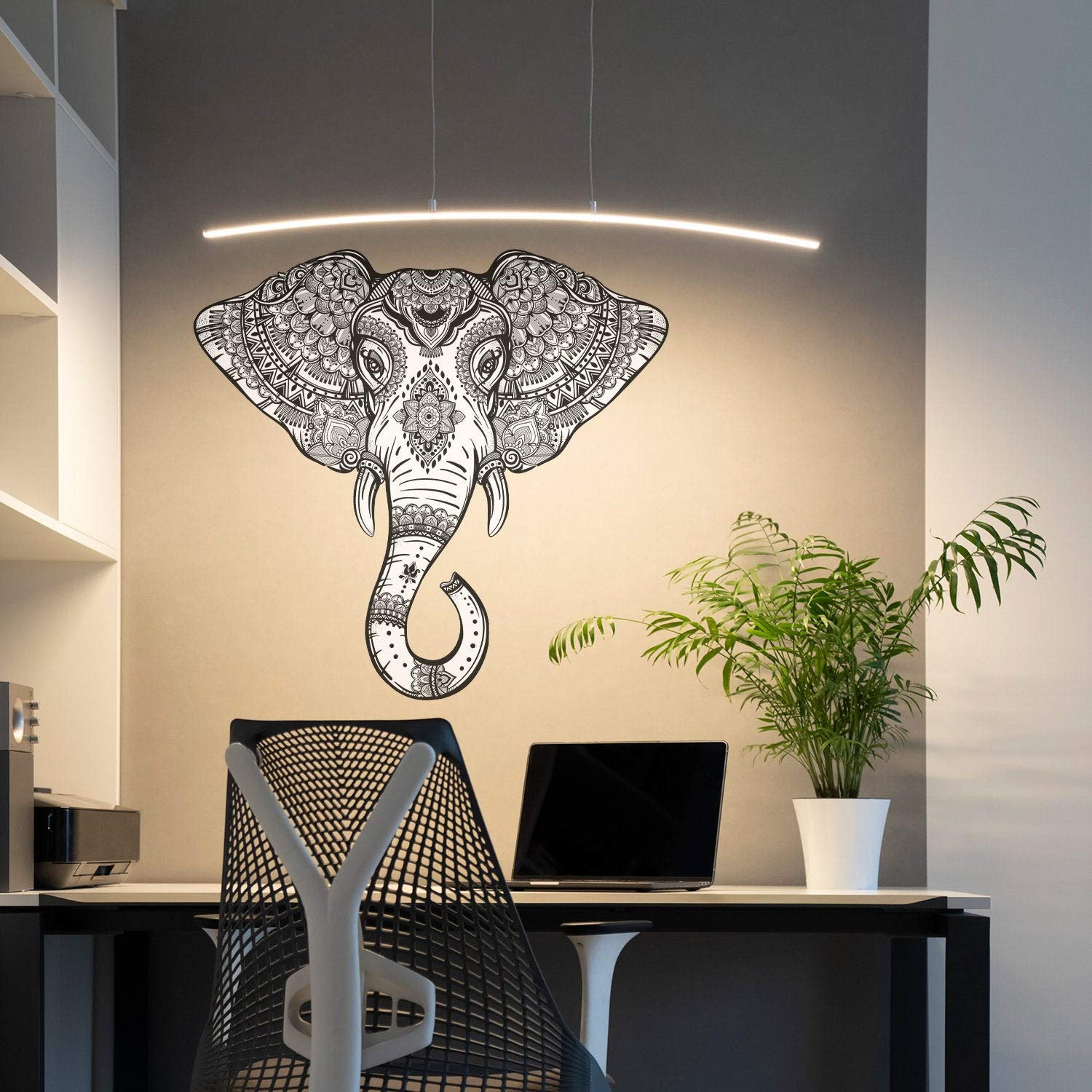 Vinile Parete Tribale Elefante Sticker Due Colori Saggio ricchezza Animale Ornamenti Arte Decalcomania Indiano Feng Shu murale + Gratis Casuale Decal Regalo!
