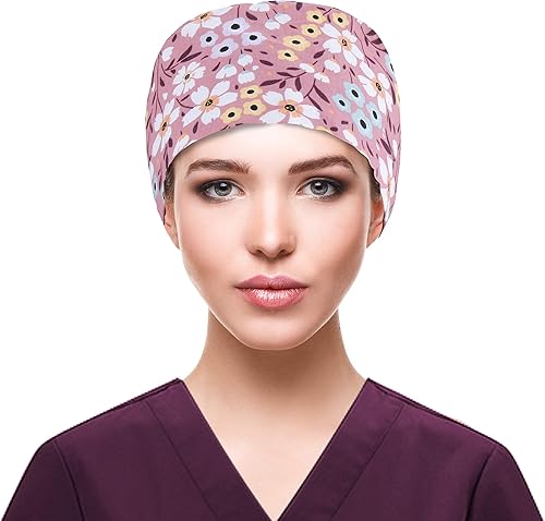 Miniatura 17 de QBA Adjustable Working Cap with Button, Cotton Working Hat Sweatband, Elastic Bandage Tie Back Hats for Women & Men, One