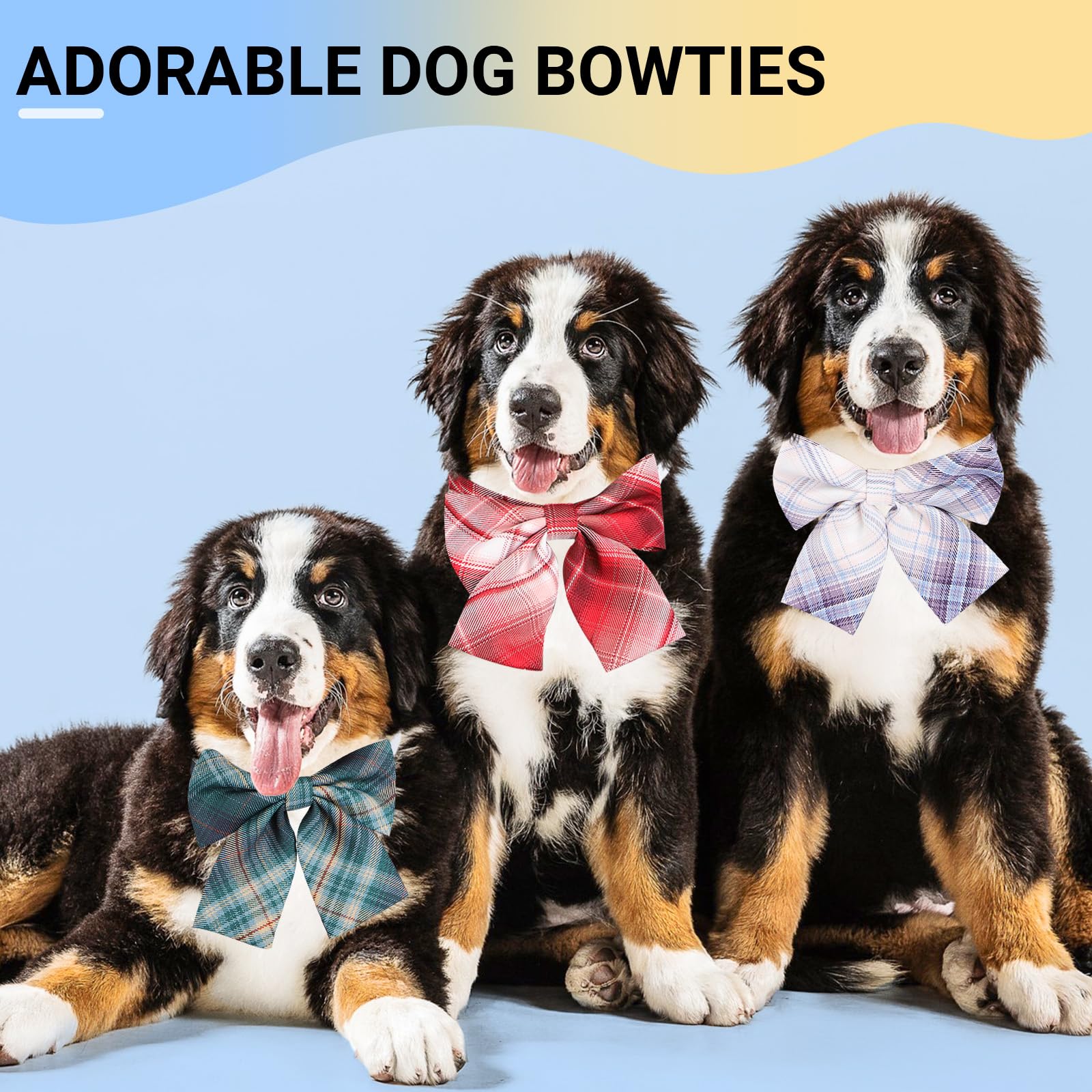 Segarty Hundefliege, verstellbare Hundefliegen, Halsband für mittelgroße und große Hunde, niedliches Karomuster, bequeme Haustier-Krawatten, Halsbänder, Pflegezubehör für Hochzeit, Urlaub, Party,