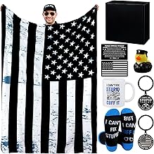 7 Pcs Police Gift Set Include Throw Blanket Mug Cup Sock Prayer Card Keychain Box Rubber Duck Police Law Enforcement Correctional Officer Deputy Sheriff Gift for Men Dad Husband Adult