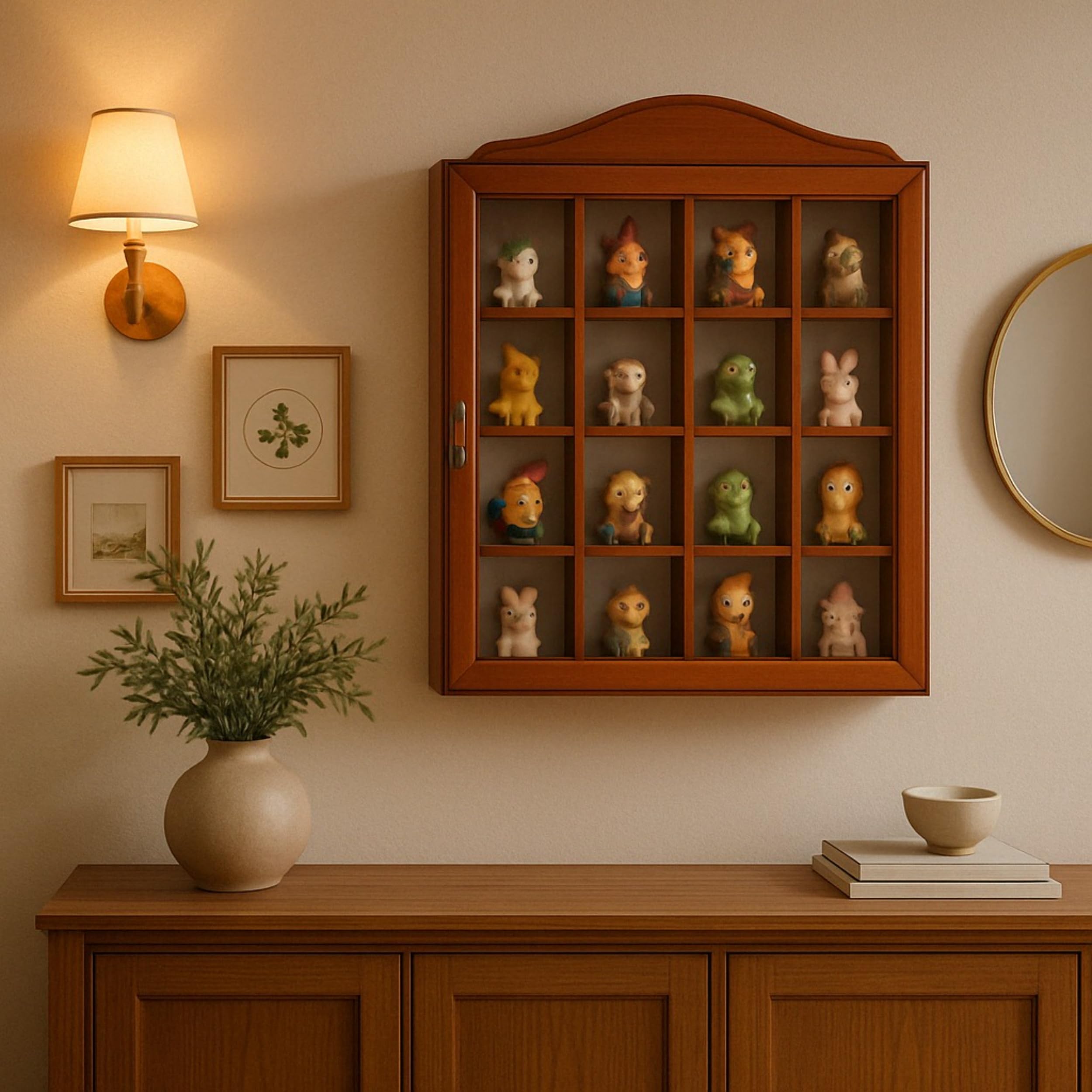 Vitrina para Pared Madera y Cristal Cierre Magnetico 42 cm