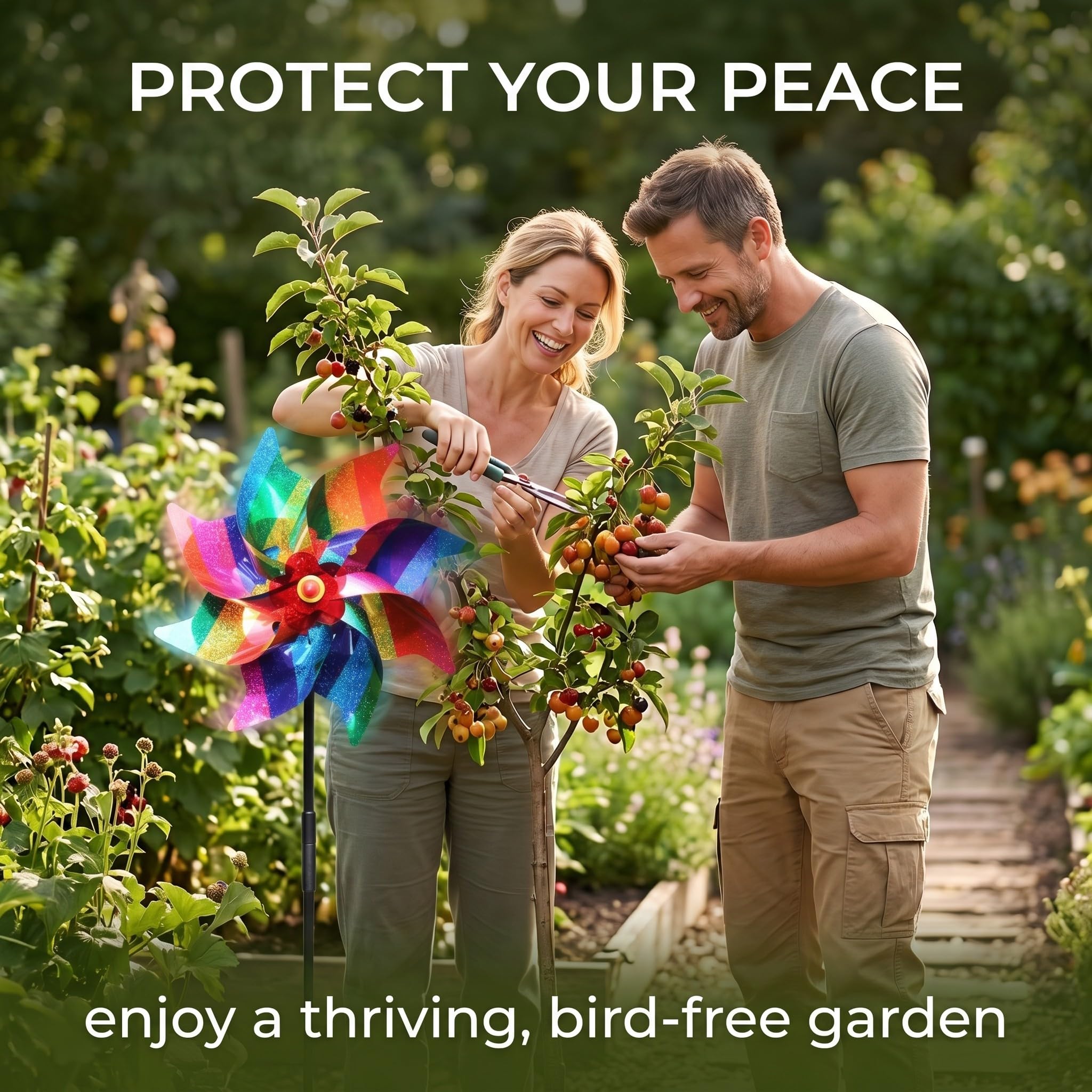4 Pezzi Girandole Spaventa Uccelli,Con Effetto Riflettente,Per Decorazione Da Giardino Per Proteggere Frutteti,Alberi e Colture - Colorato