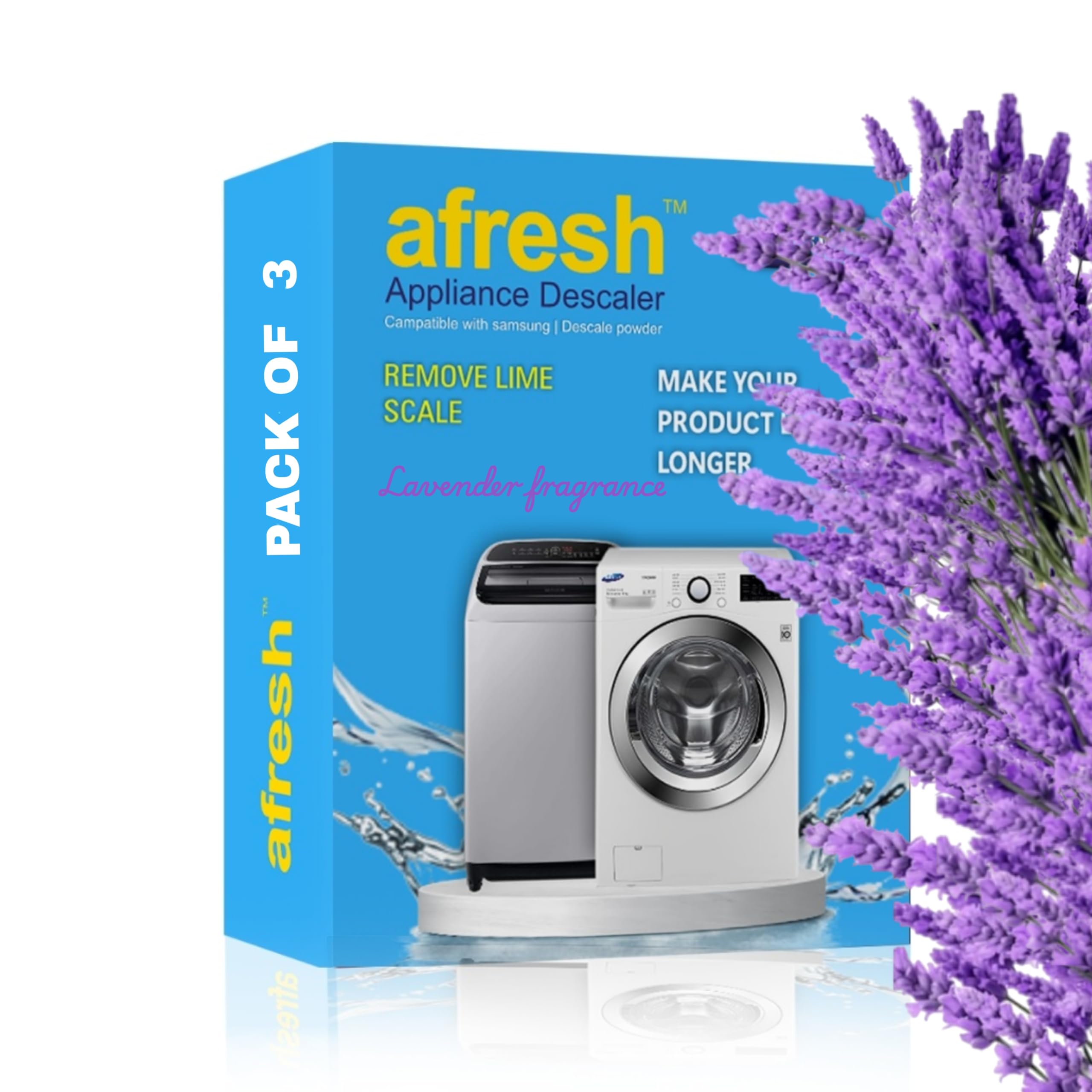 Samsung washing machine Afresh ™ Original 300gm Descal Washing machine Lavender Fragrance Drum cleaning powder Compatible For Samsung Front Load and Top Load, WashingMachine Drum Cleaner-image-18