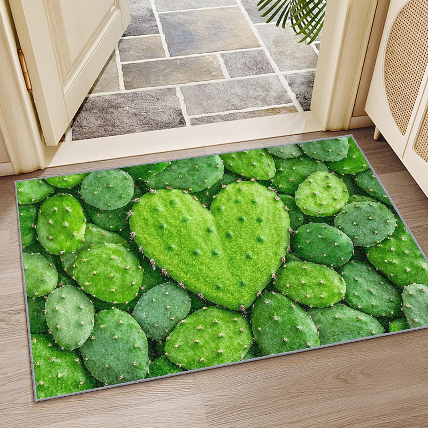 Tapis à poils courts cactus 180x270 cm lavable pour salon sans taches