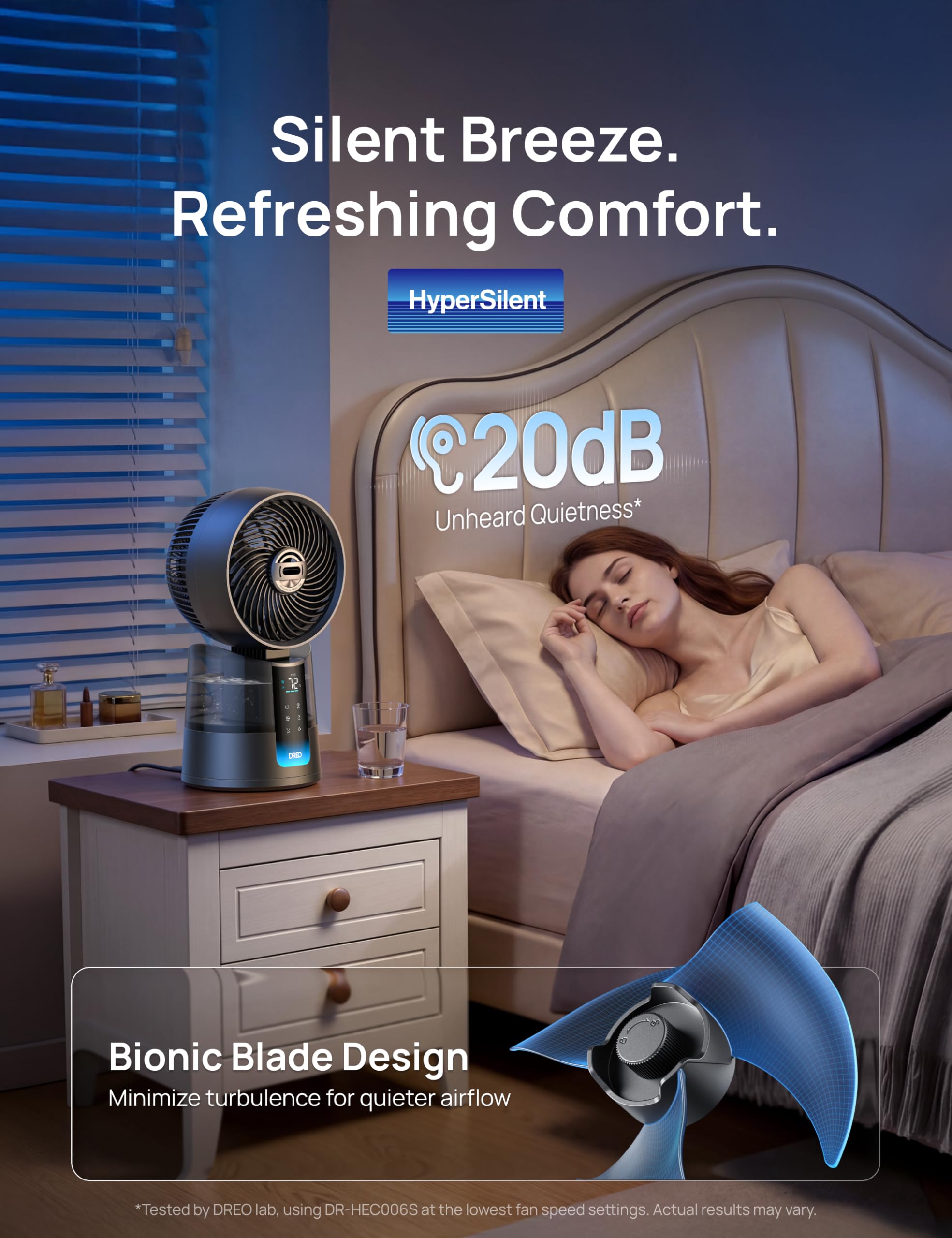 Dreo TurboCool Ventilador 516S, ventilador mesa oscilación 150° + 30°, enfriador evaporativo 7,9 m/s, niebla ultrafina, silencioso 20 dB, 6 velocidades, 2 modos, control app + mando.