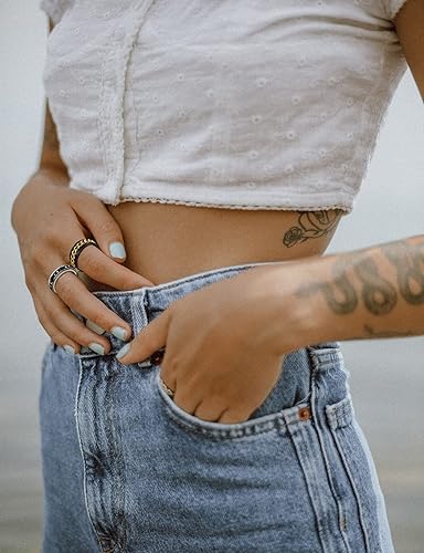 Miniatura 7 de FUTIMELY Anillo giratorio de acero inoxidable de 0.315 pulgadas para adolescentes y hombres, anillos para aliviar el estrés y la ansiedad, juego de