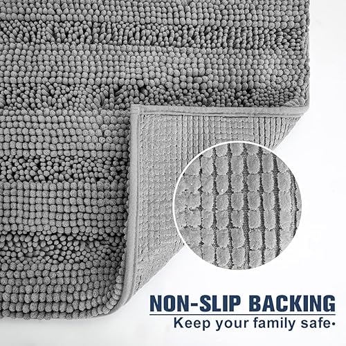 Miniatura 6 de Shilucheng Tapetes de baño antideslizantes, extra suaves y ultra absorbentes de agua, tapetes de baño de felpa gruesa, de secado rápido, lavables a