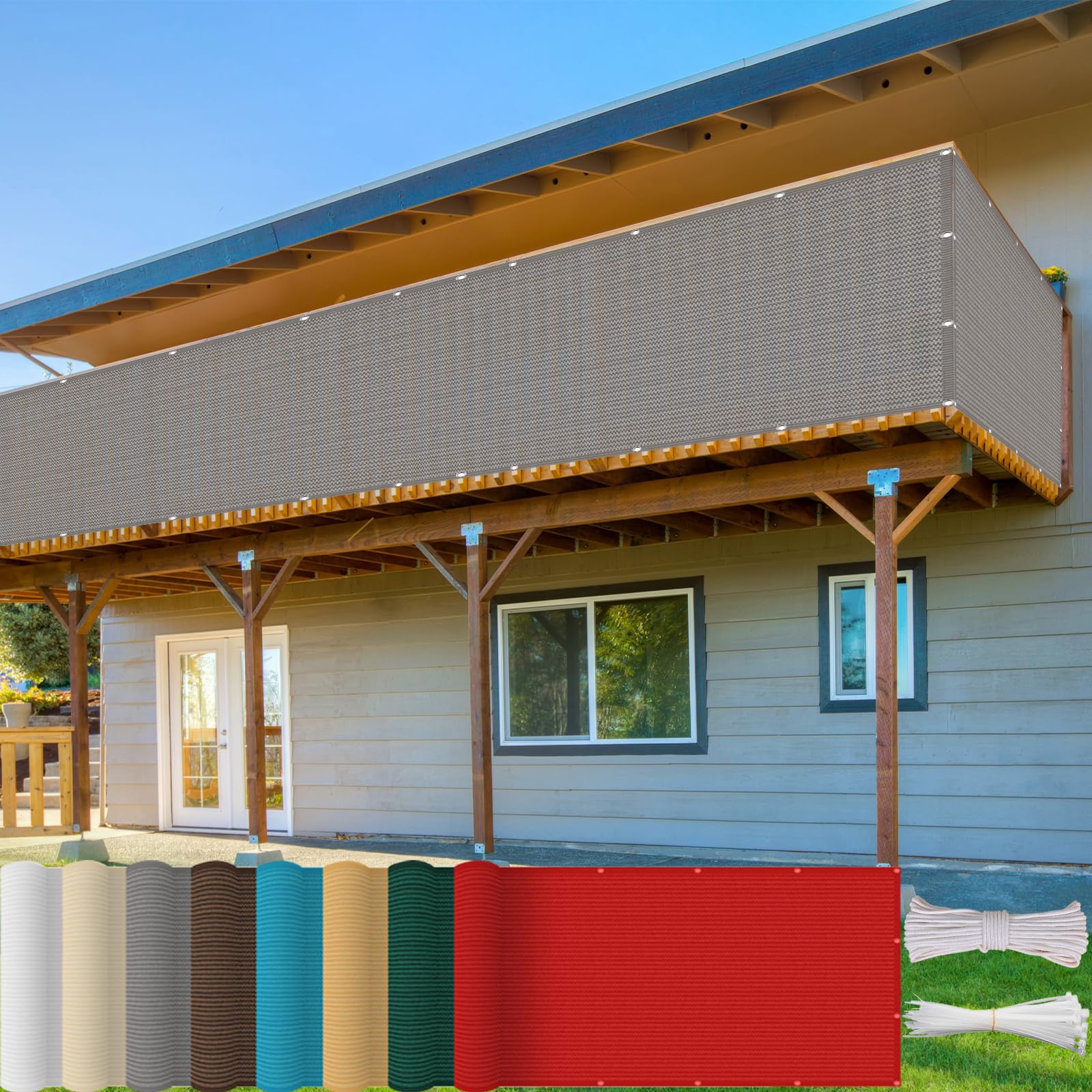 Recinzione Copertura 95 x 1000 cm in HDPE 220G ㎡, Permeabile, Anti-Uv, Frangivento, Protezione Solare, Telo Frangi-Vista Balcone con Fascette e Funi para Exterior Terraza, Grigio