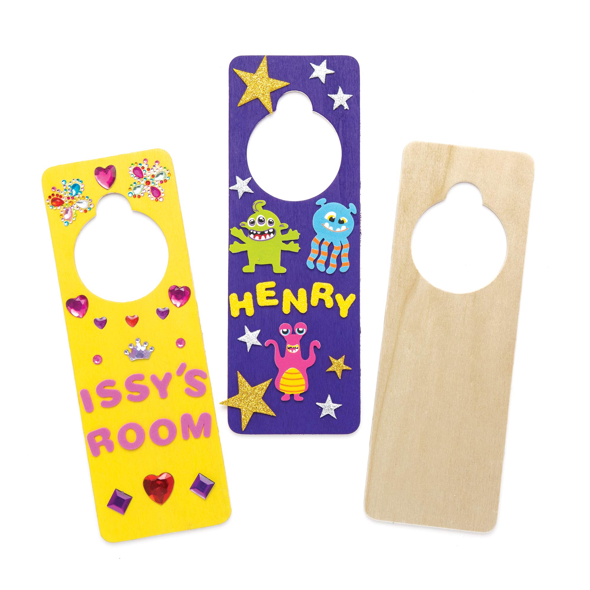 Baker Ross E827 Wooden Door Hangers For Children to Paint, Decorate & Personalise- Pack of 6, 24cm