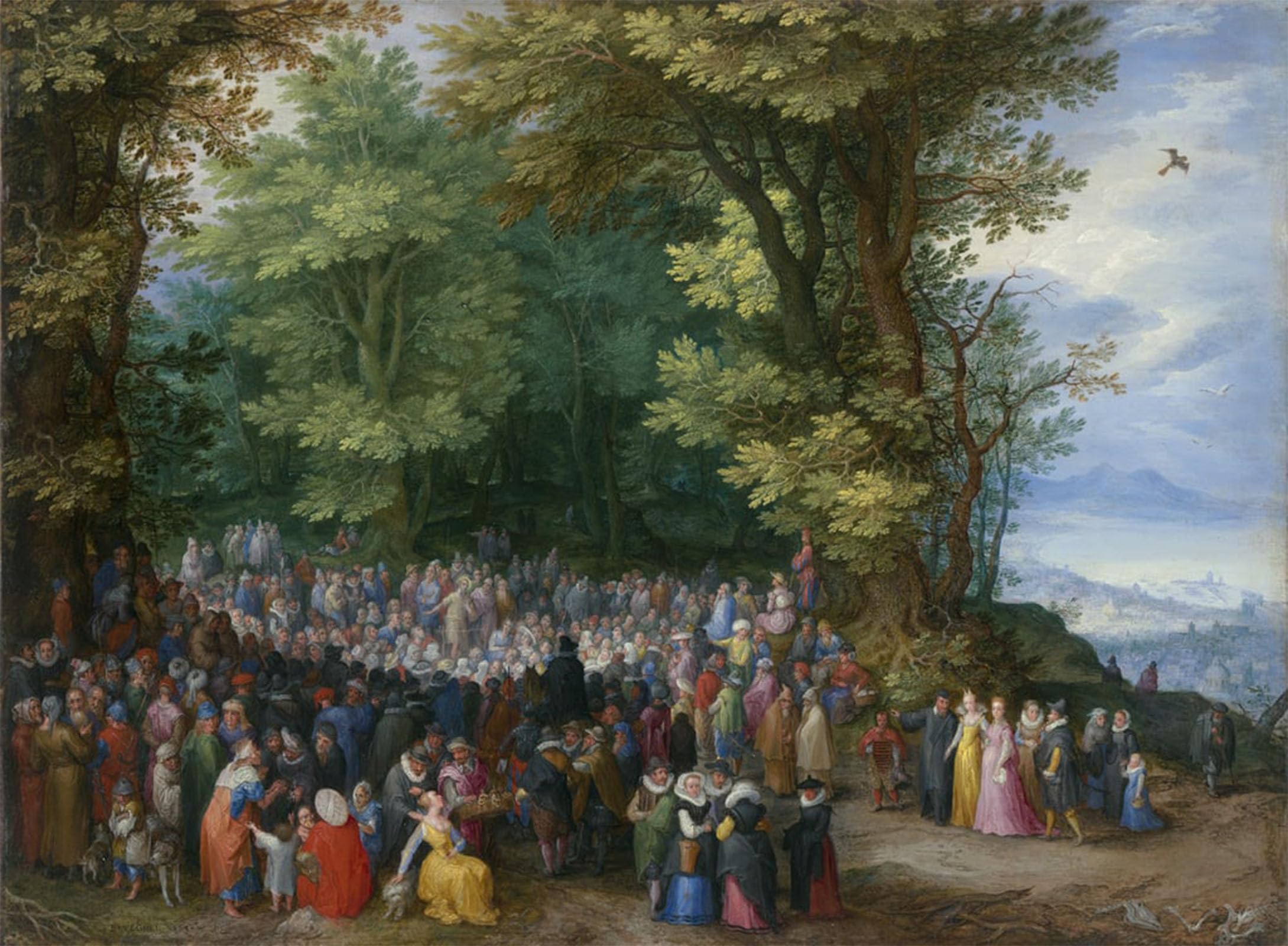 ARTXLXXBN Famous Painting Art Wall Decor Abstract Art Picture the Sermon on the Mount by Jan the Elder Brueghel Animal Pictures for Home Decor 60x90cm