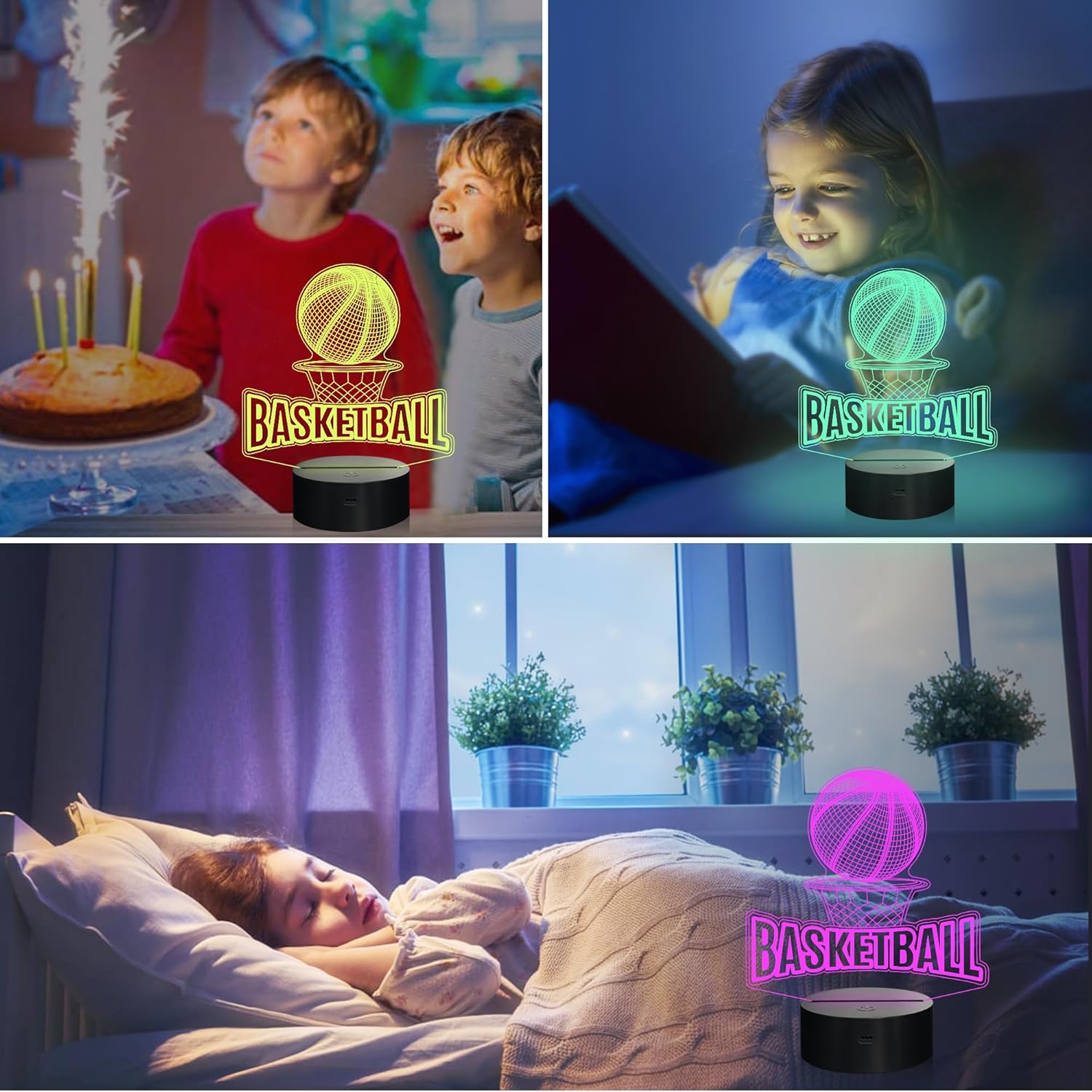 Attivolife Basketball 3D Illusion Lamp, 16 Colors Changing Touch Birthday Christmas Decorations with Remote Control, Cool Desk Bedroom Night Light Toy Idea Gifts for Sports Fans Boys and Girls