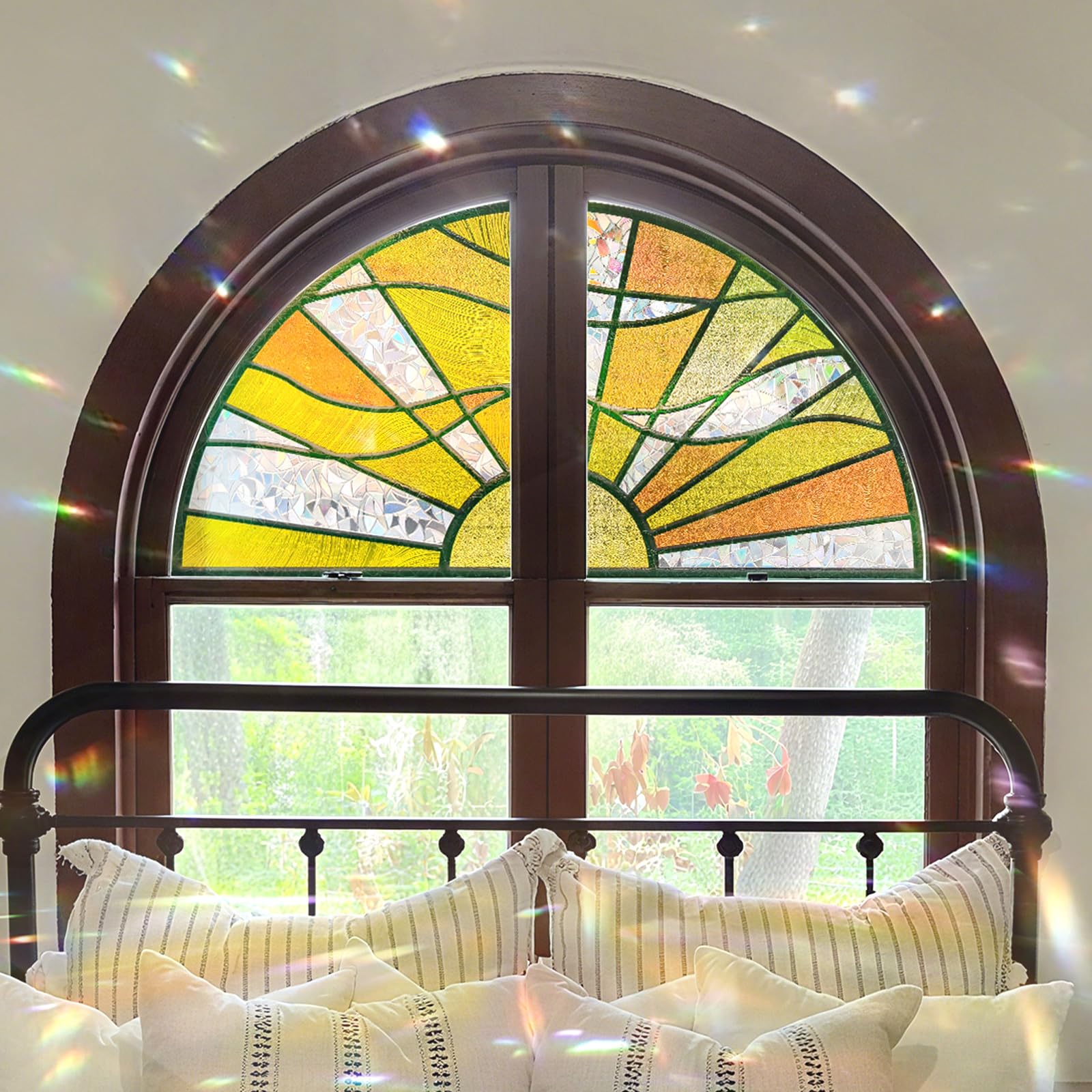 Window Stickers, ‌Stained Glass Window Privacy Film, UV Blocking Static Cling for Home Kitchen Office Bathroom, Sunshine Catcher, 17.72" X 31.5"