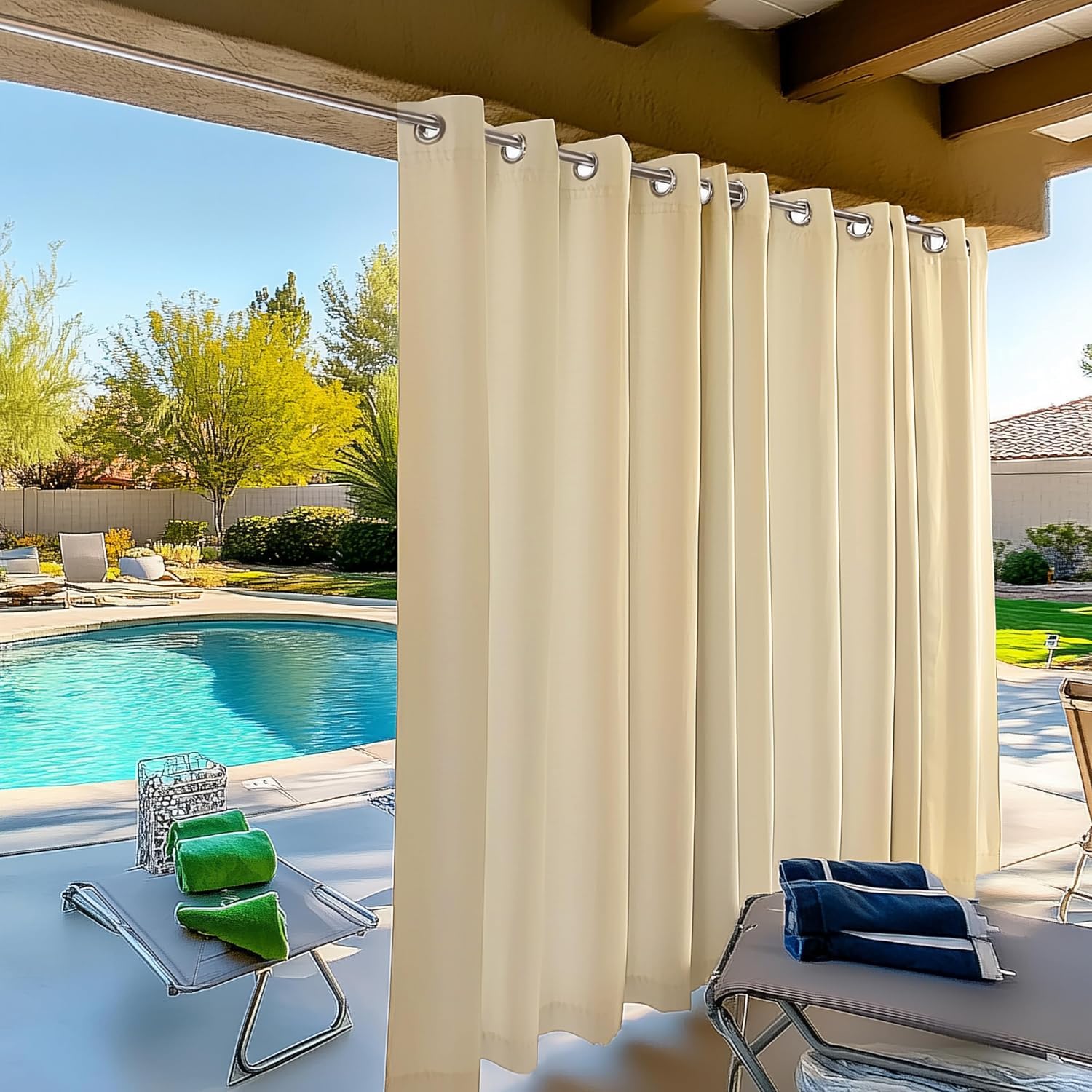Amgo Waterproof Outdoor Curtains Winter 54x84inches,Beige-image-32