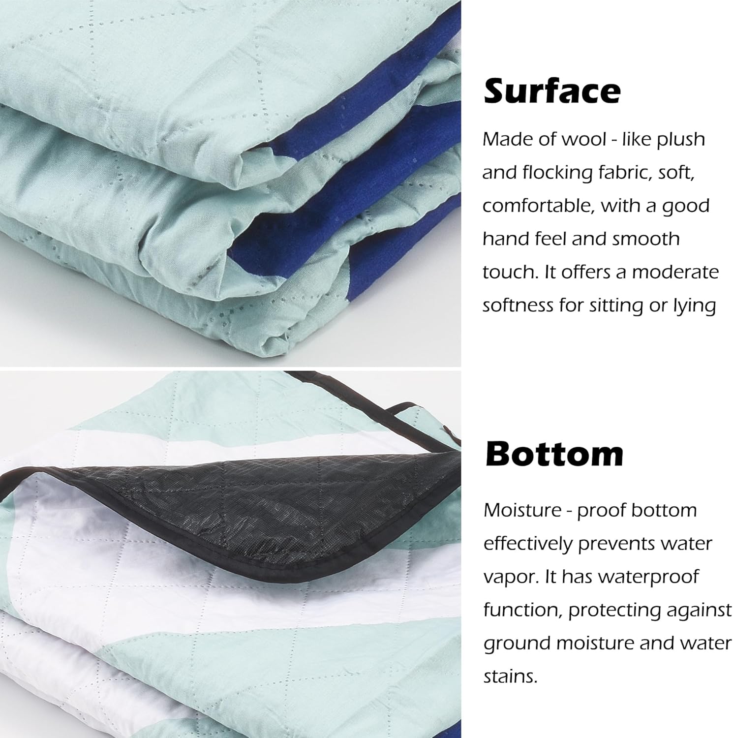 Waterproof Outdoor Picnic Blanket, Extra Large Foldable Camping Blanket with Sandproof Backing, Multi-Functional Portable Mat for Grass, Hiking, Travel, Concert (51.18" x 47.24")