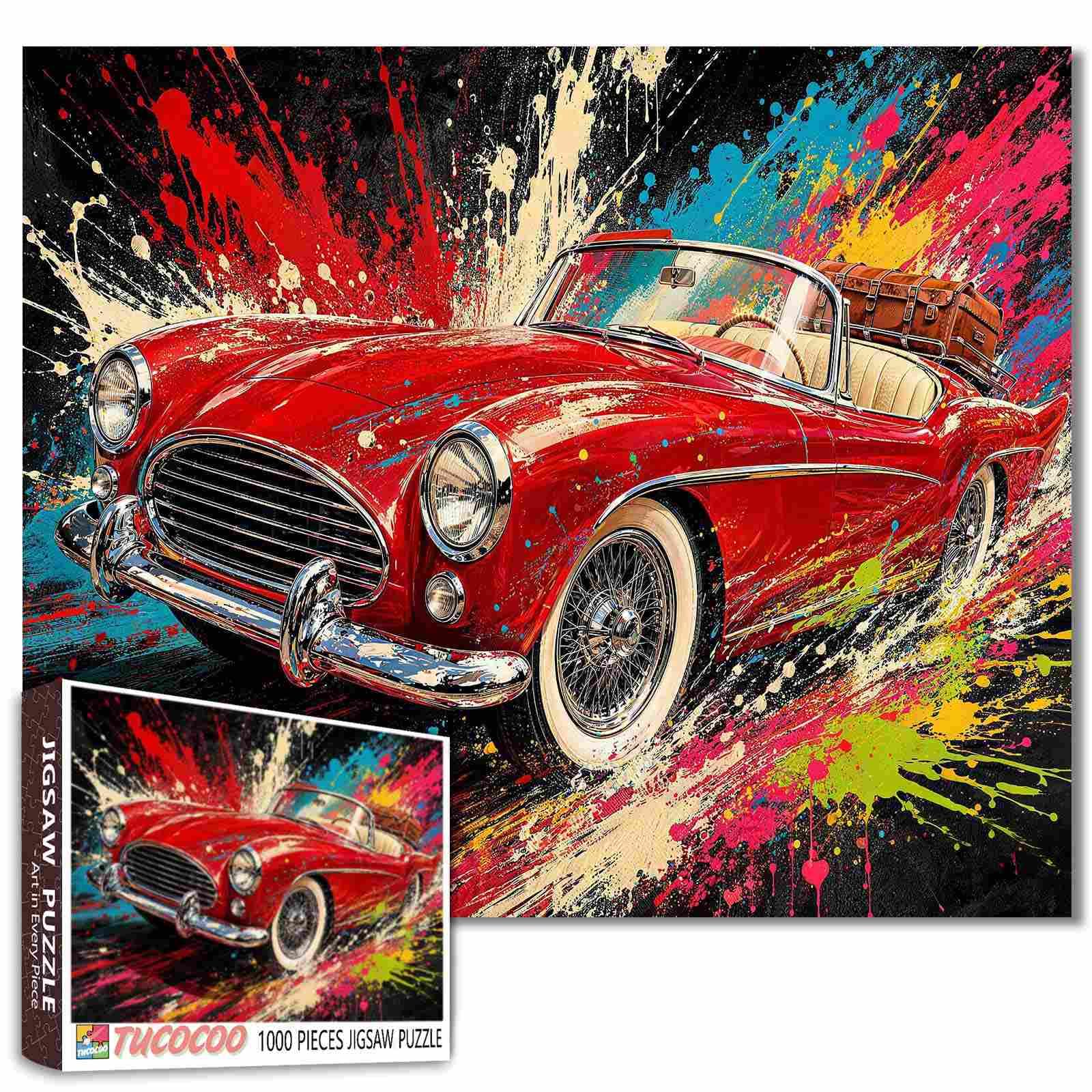 Classic Car 1000 Piece Puzzles for Adults Colourful Graffiti Car Art Jigsaw — image 1