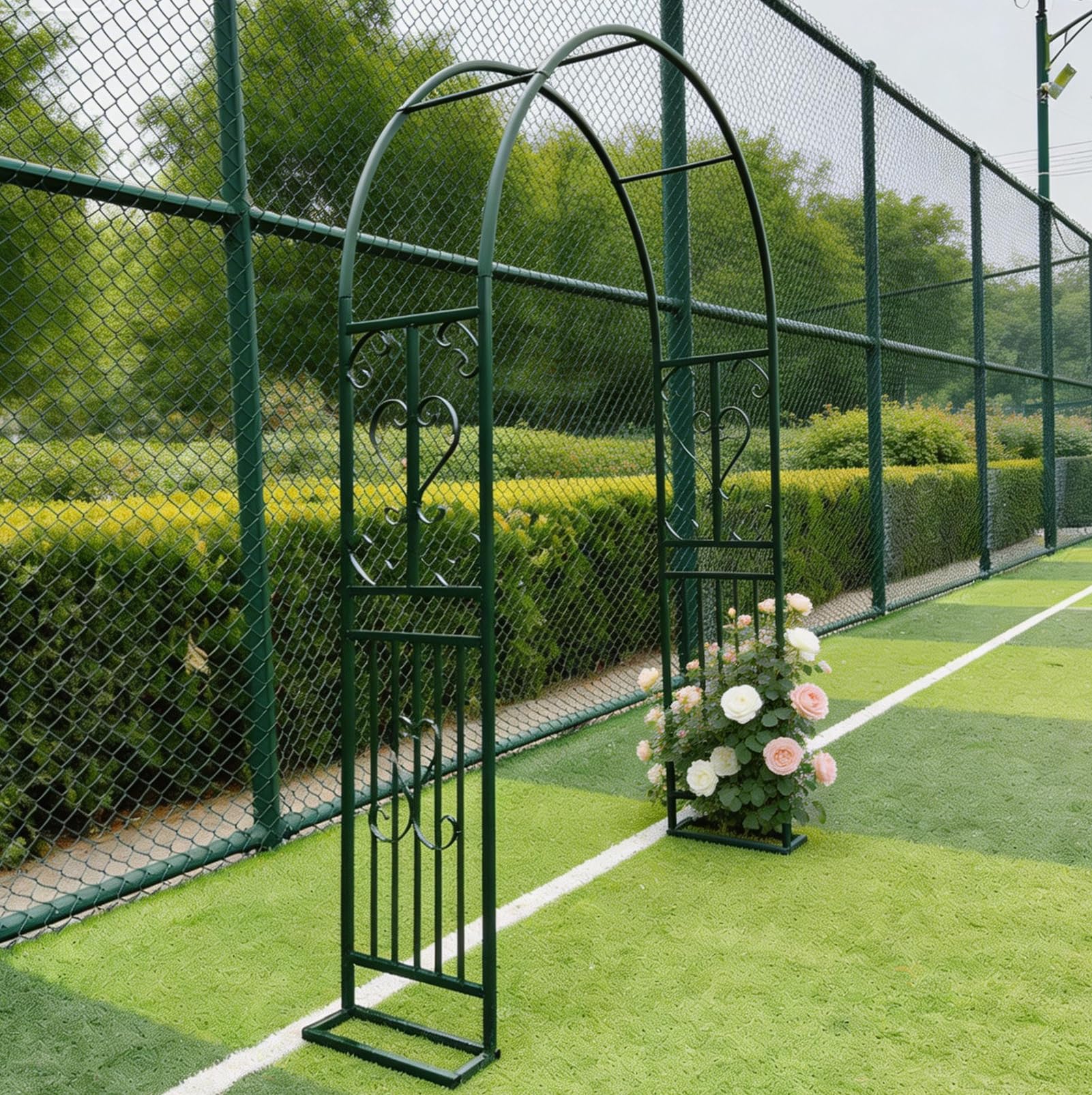 Errtsdb garden arches metal strong, heavy duty garden arches metal strong, Rust Resistant Coating Easy to Assemble No Tools, Garden Decoration Arch,Lawn Arch,Dark Green/A/140x40x230cm — image 1