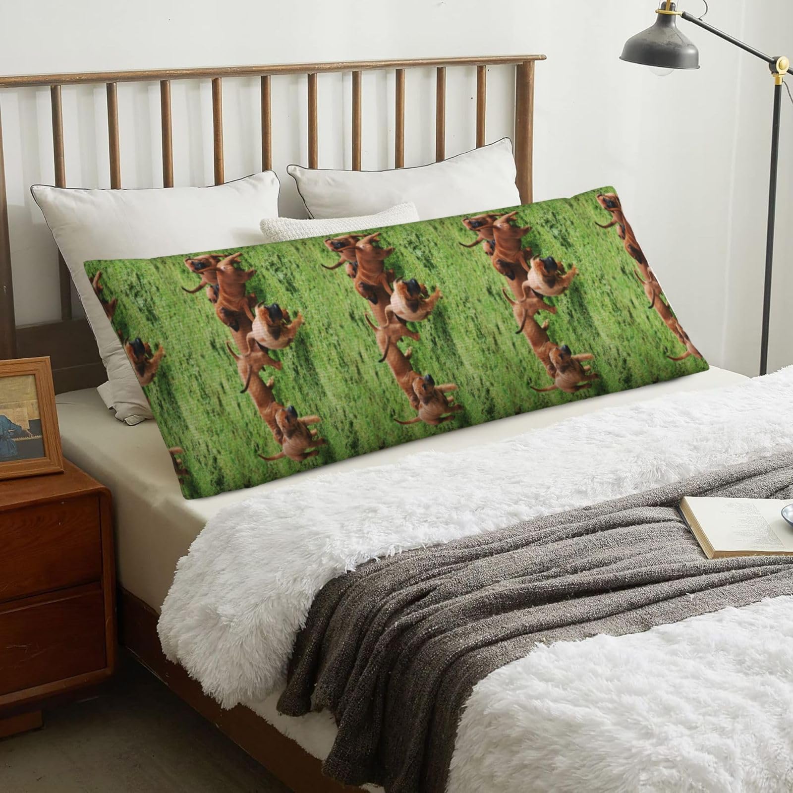 Rhodesian Ridgebacks Dogs Puppies Pets Family, Body Pillow Cover with Zipper,Long Body Pillowcase 20 x 60 in