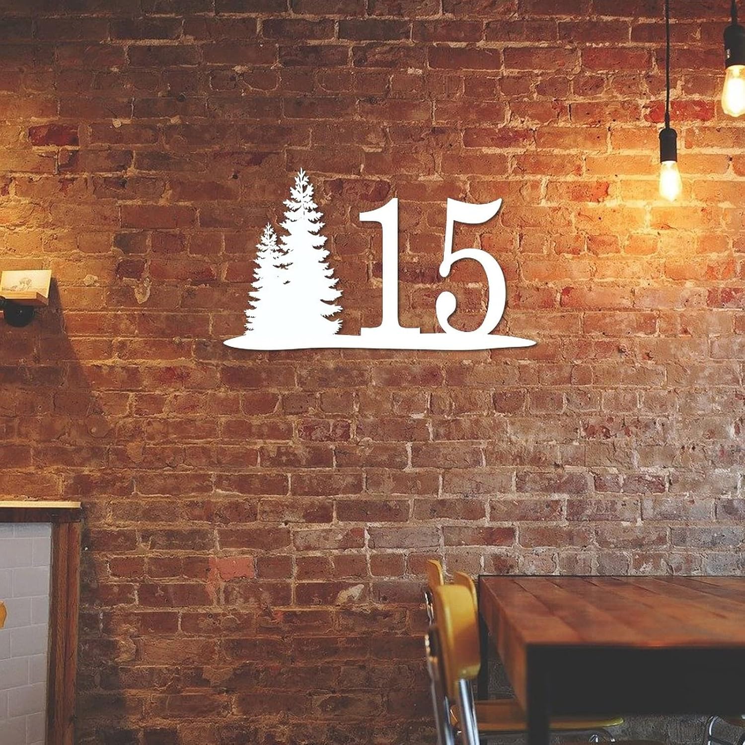 Address Plaque Custom Rustic House Number Pine Trees Metal Sign House Number Street Name Wall Mounted Sign Outside Decorations Metal Vintage for House, Street, Door 3D Easy Install Housewarming Gifts