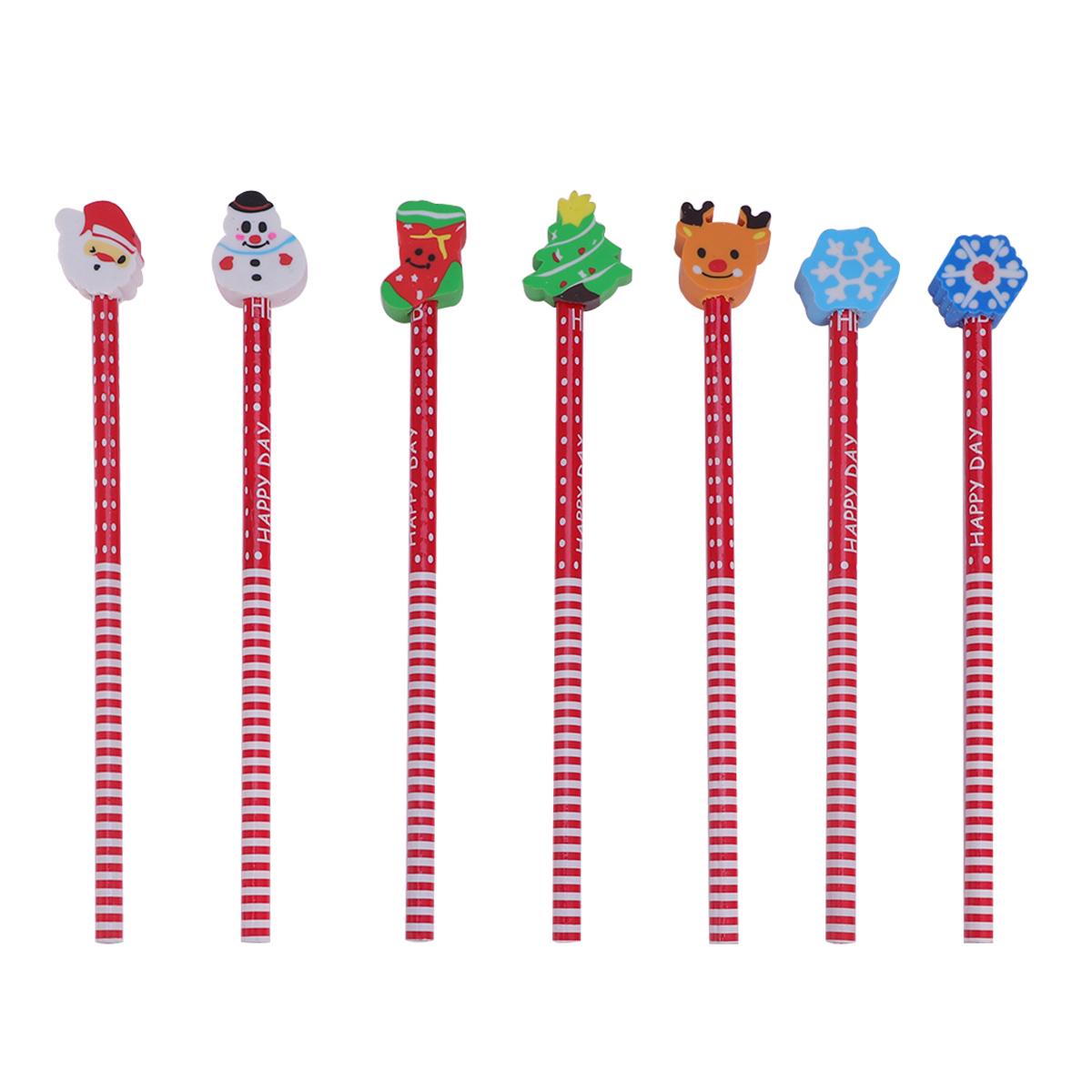 24 Stück Weihnachts-Bleistifte Mit Radiergummi – Holzstifte Mit Motiven Für Grundschüler