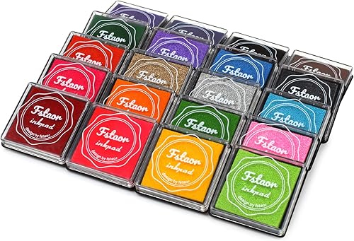 Fstaor Almohadillas de tinta lavables de 20 colores para niños, sellos de goma, impresión de dedos, almohadilla de sellos para niños, papel, álbumes