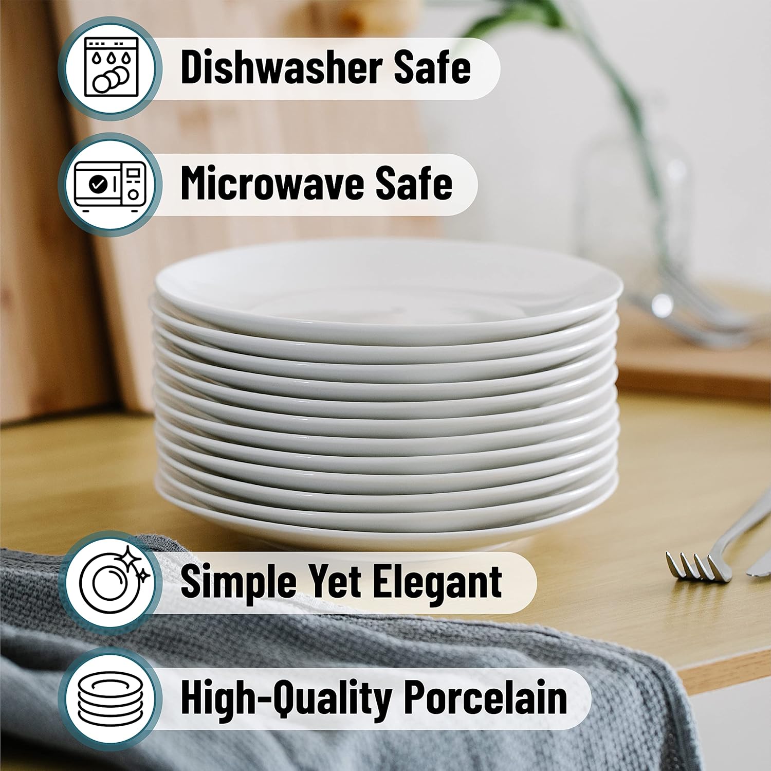 BTaT- White Dessert Plates, 8 inch, Set of 12, Small Plates for Appetizers