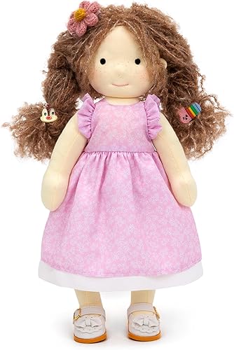 Muñeca Waldorf hecha a mano, Amy de 12 pulgadas, muñeca de trapo suave con bonito peluche, ideal para bebés y niños pequeños