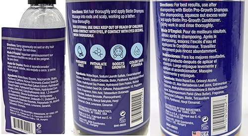 Miniatura 3 de Difeel Biotin Pro-Growth - Juego de champú, acondicionador y spray sin enjuague - Champú de 33.8 onzas, acondicionador de 33.8 onzas, spray