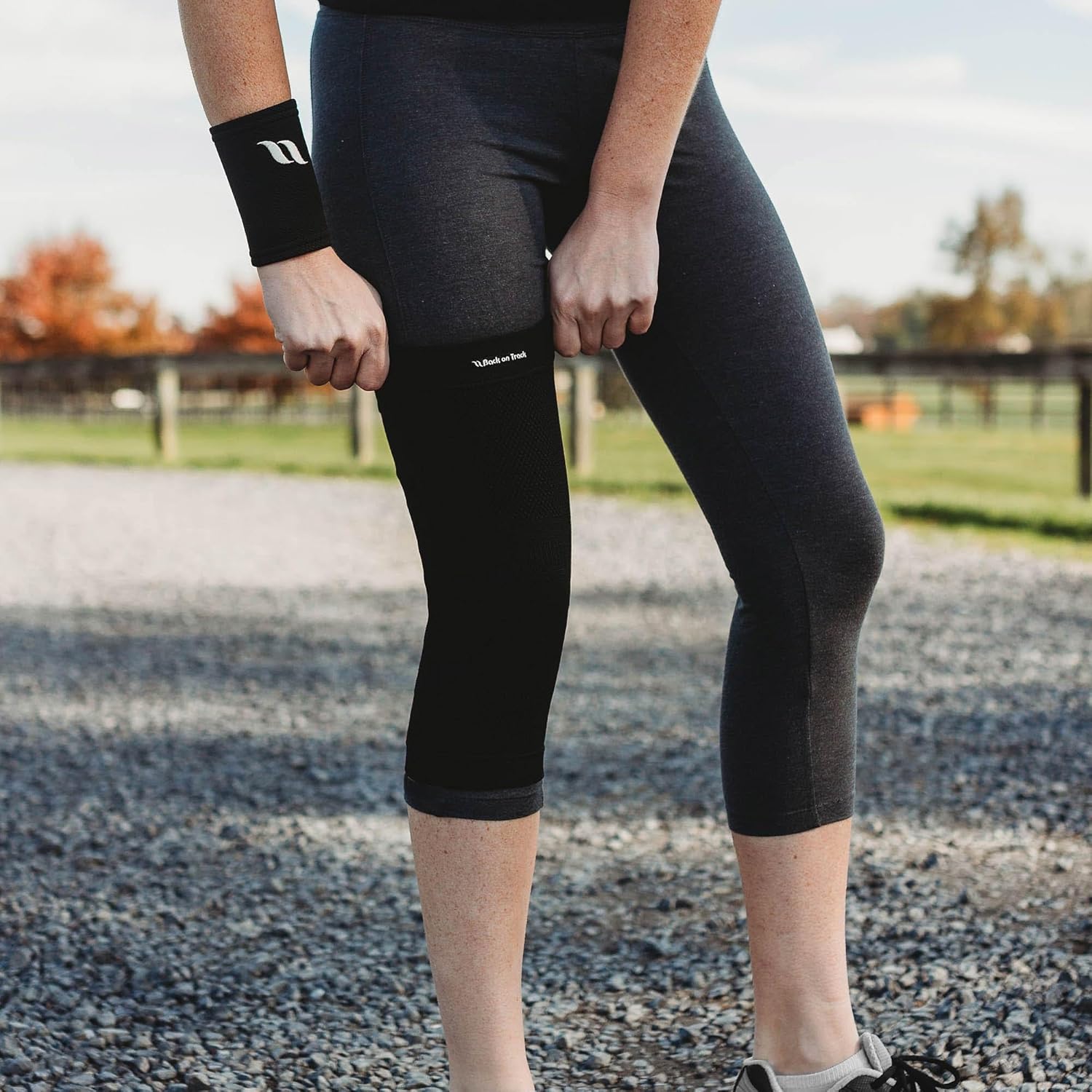 Back on Track Knee Brace - Classic 2-Way Stretch Knee Compression Support Sleeve Brace for Adult Men Women 1 Pair