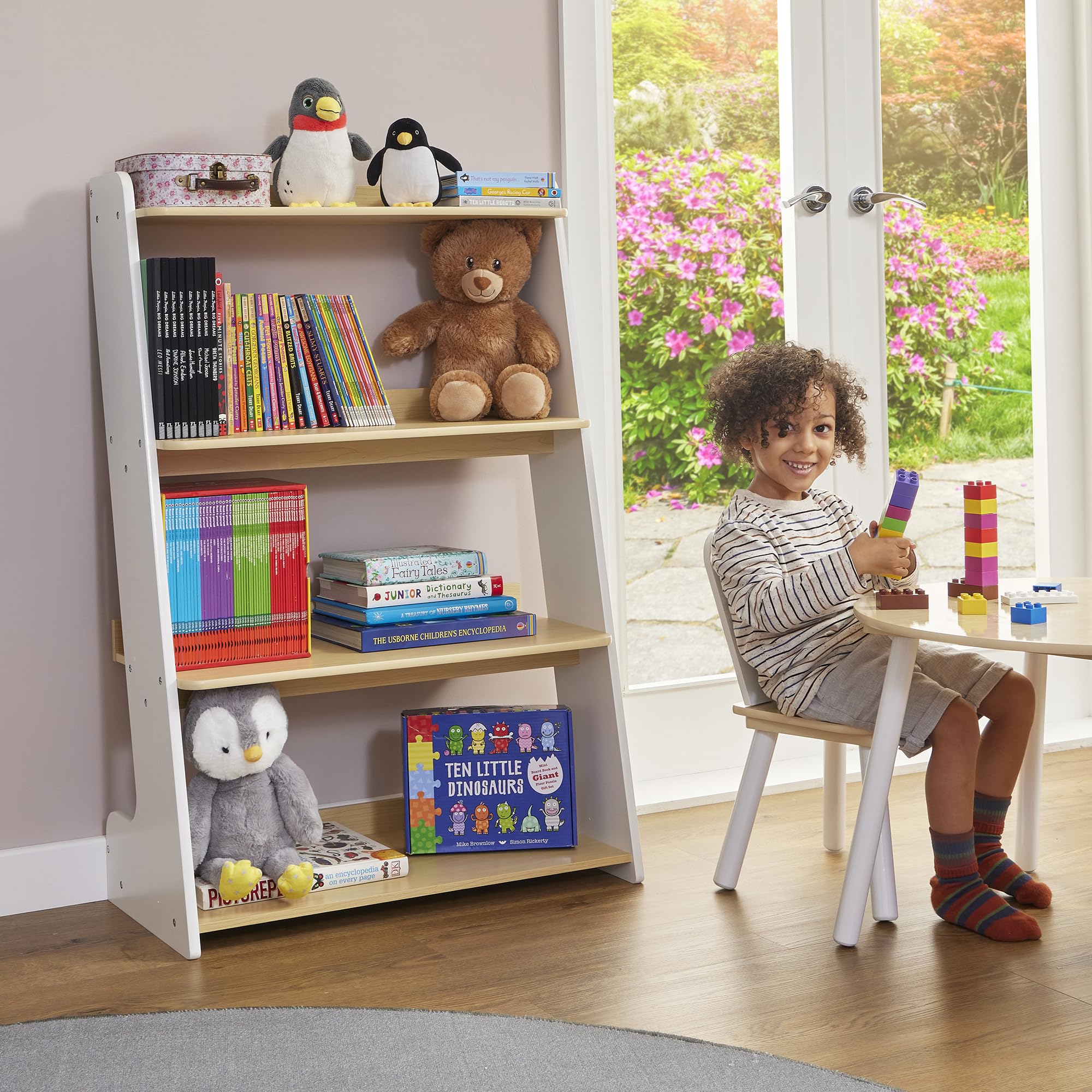 Liberty House Toys Kids Tiered Bookcase, H105.5 x W70 x D35cm, White and Pine
